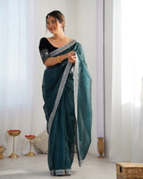 Rama Twill Net Glamorous Bollywood Style Sequins Work Saree