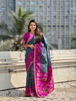 Rama Woven Meenakari Ikkat Designer Patola Silk Ceremonial Saree