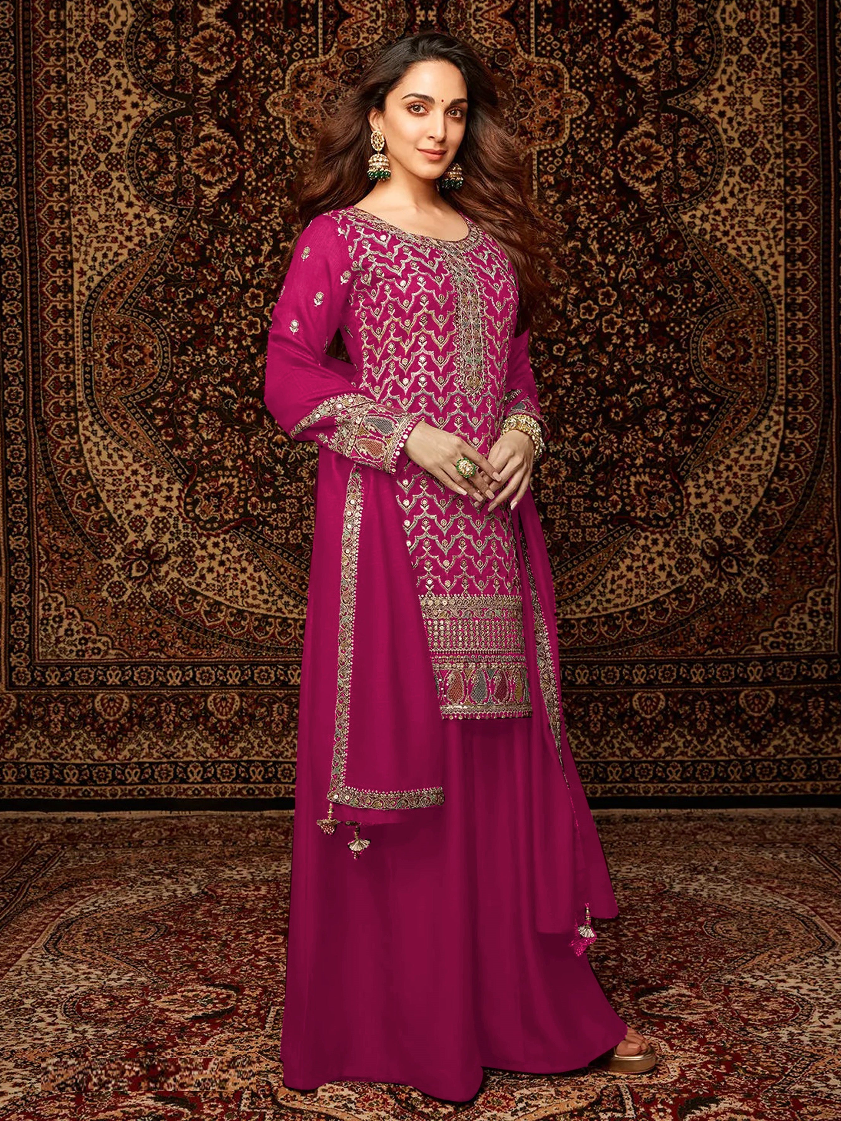 Rani Heavy Designer Suit With Heavy Embroidery Work