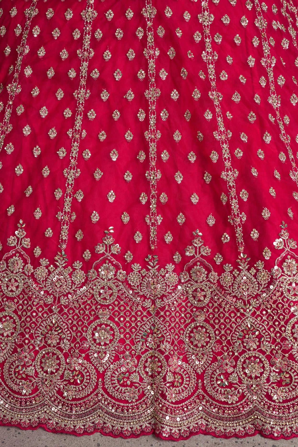 Rani Net Heavy Silver Zari Bridal Lehenga Choli with Beadwork