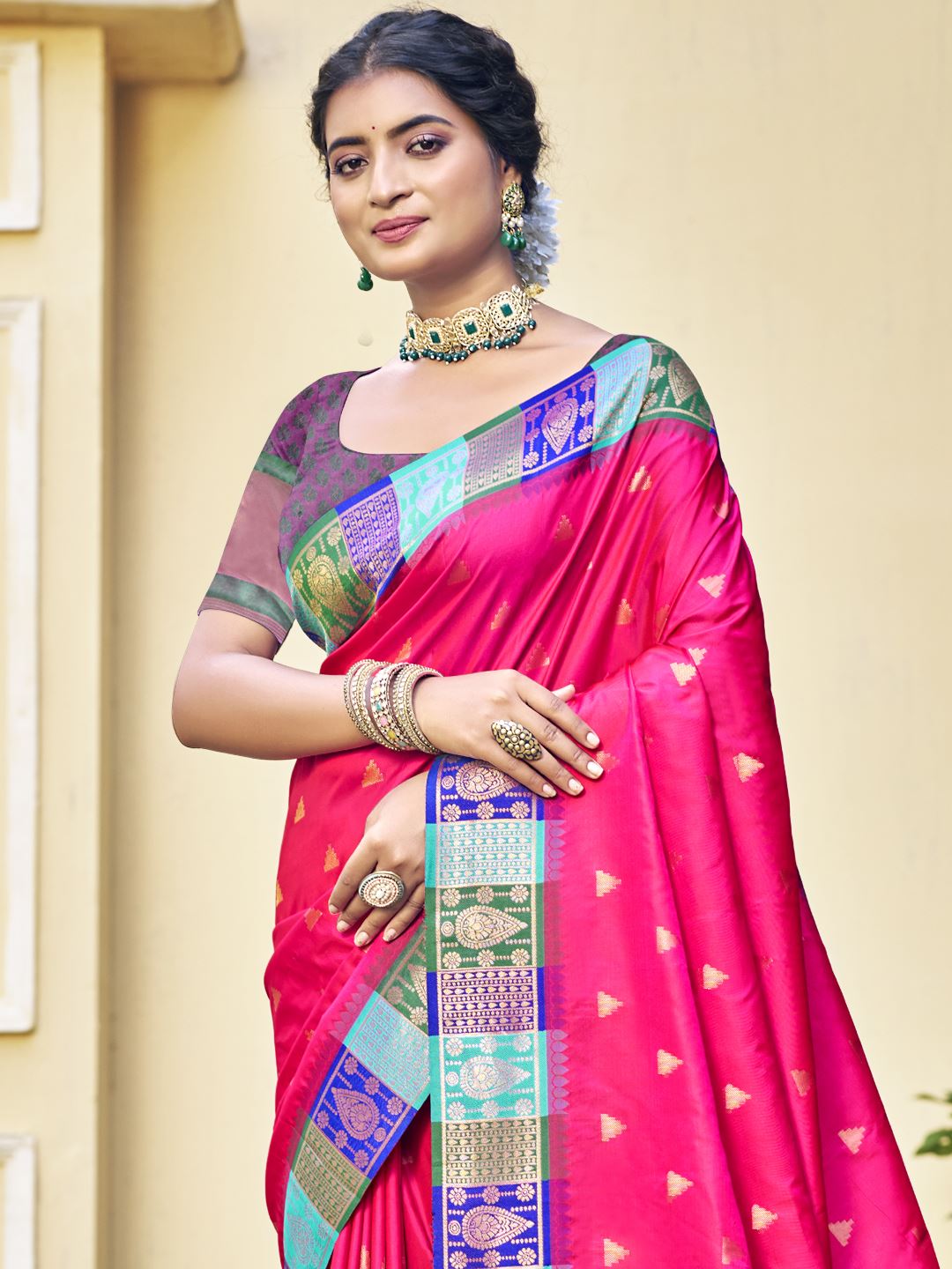 Rani Pink Elegance Soft Silk Saree