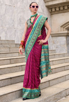 Rani Pink Pure Soft Banarasi Silk Saree With Jacquard Woven Work