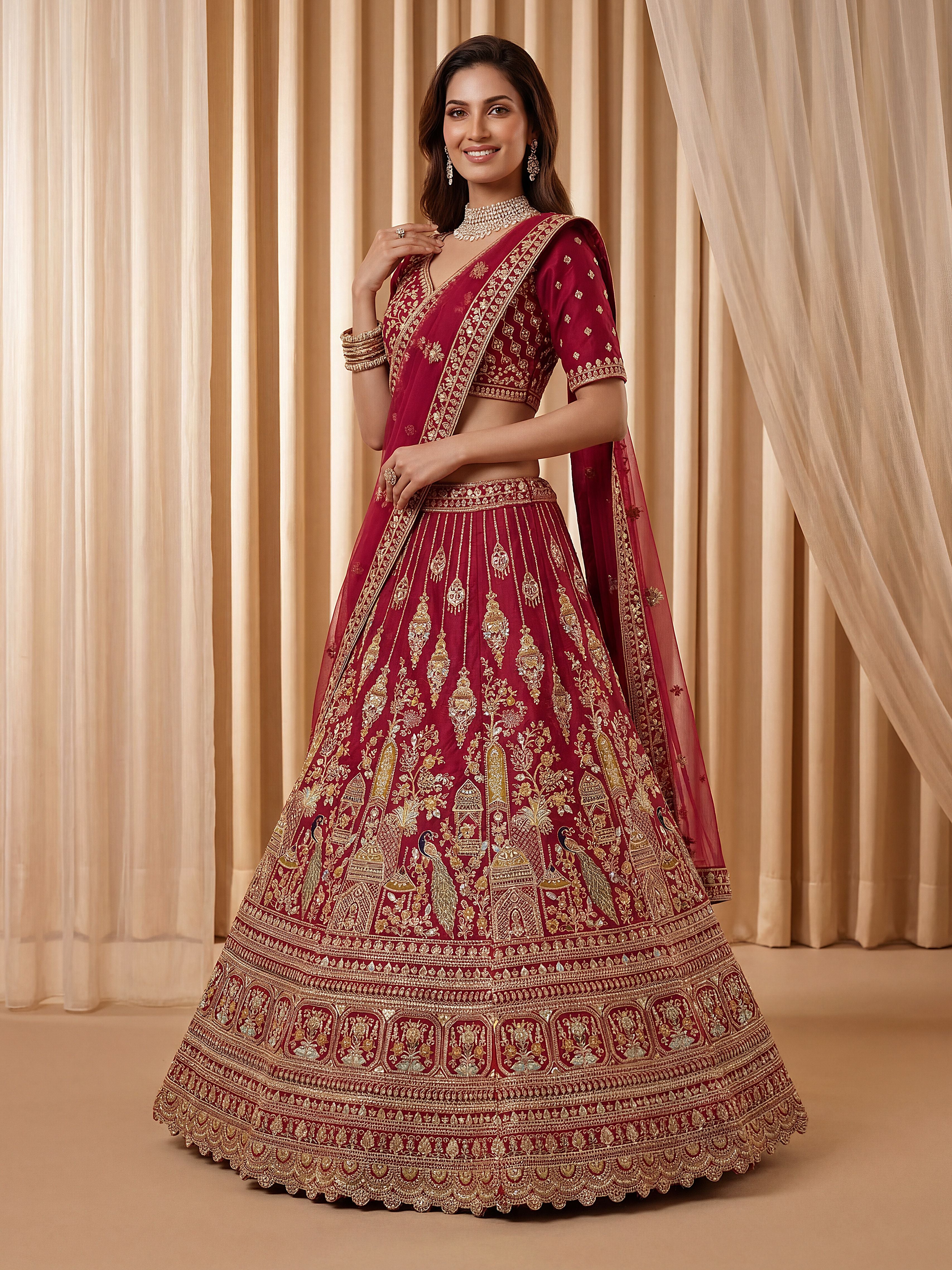 Rani Pink Silk Lehenga Choli With Fancy Embroidered, Dori Embroidered, Multi Thread work, Sequinned With Diamond studded
