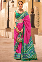 Rani Pink Silk Saree With  Digital Patola Print