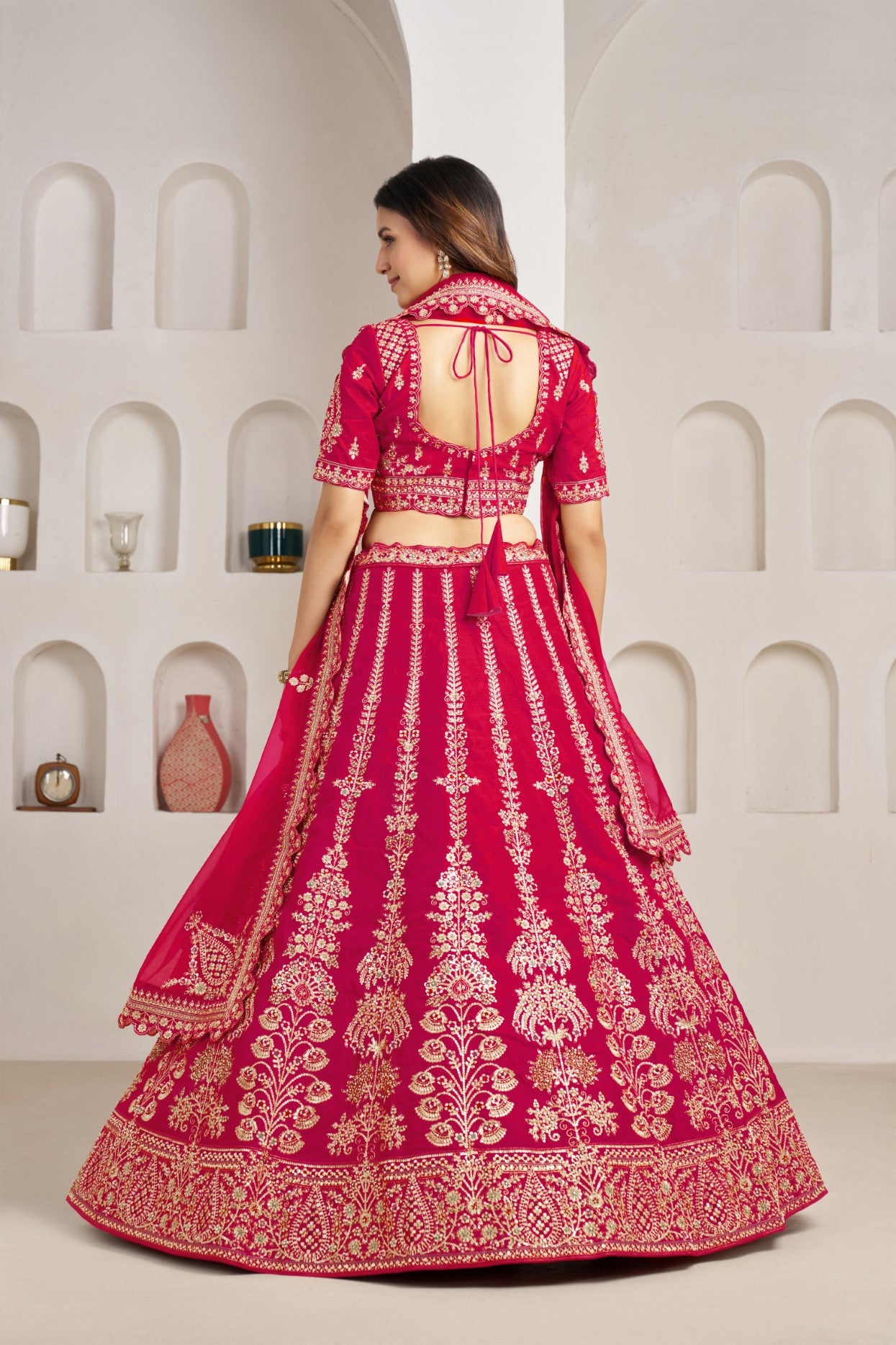 Rani Silk Floral Zari Designer Bridal Lehenga Choli