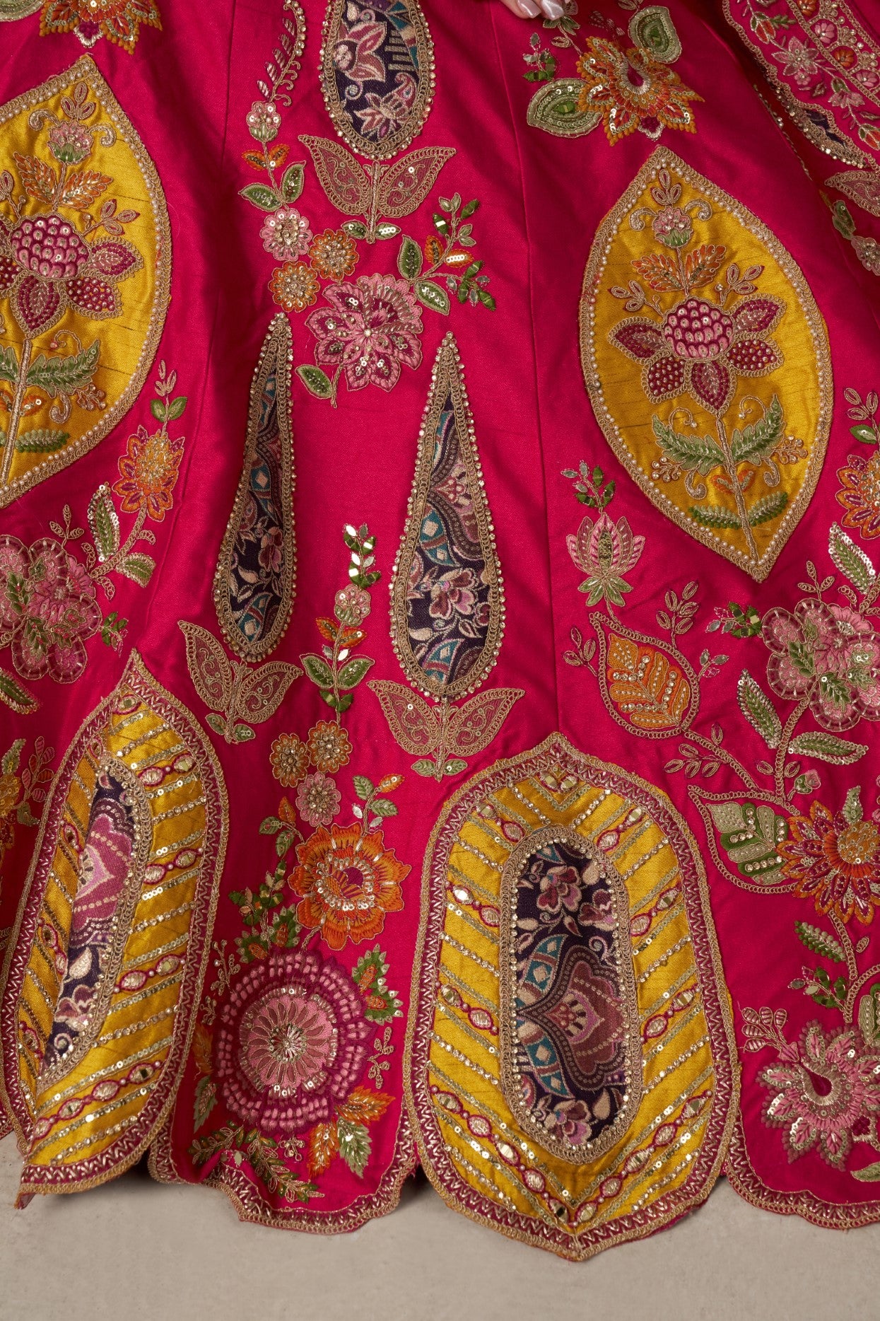 Rani Silk Heritage Bridal Lehenga Choli with Intricate Zari Embroidery
