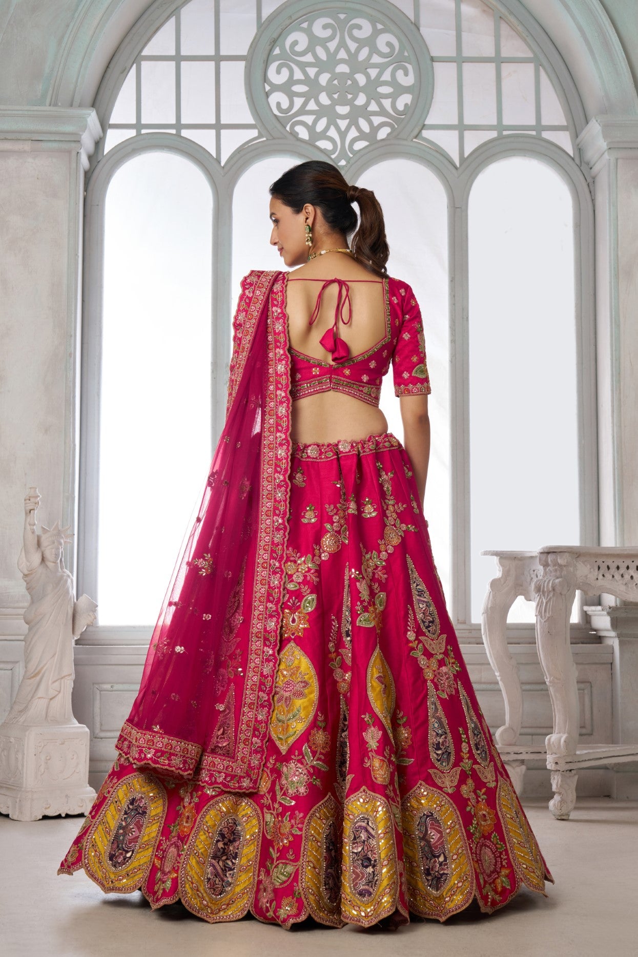 Rani Silk Heritage Bridal Lehenga Choli with Intricate Zari Embroidery