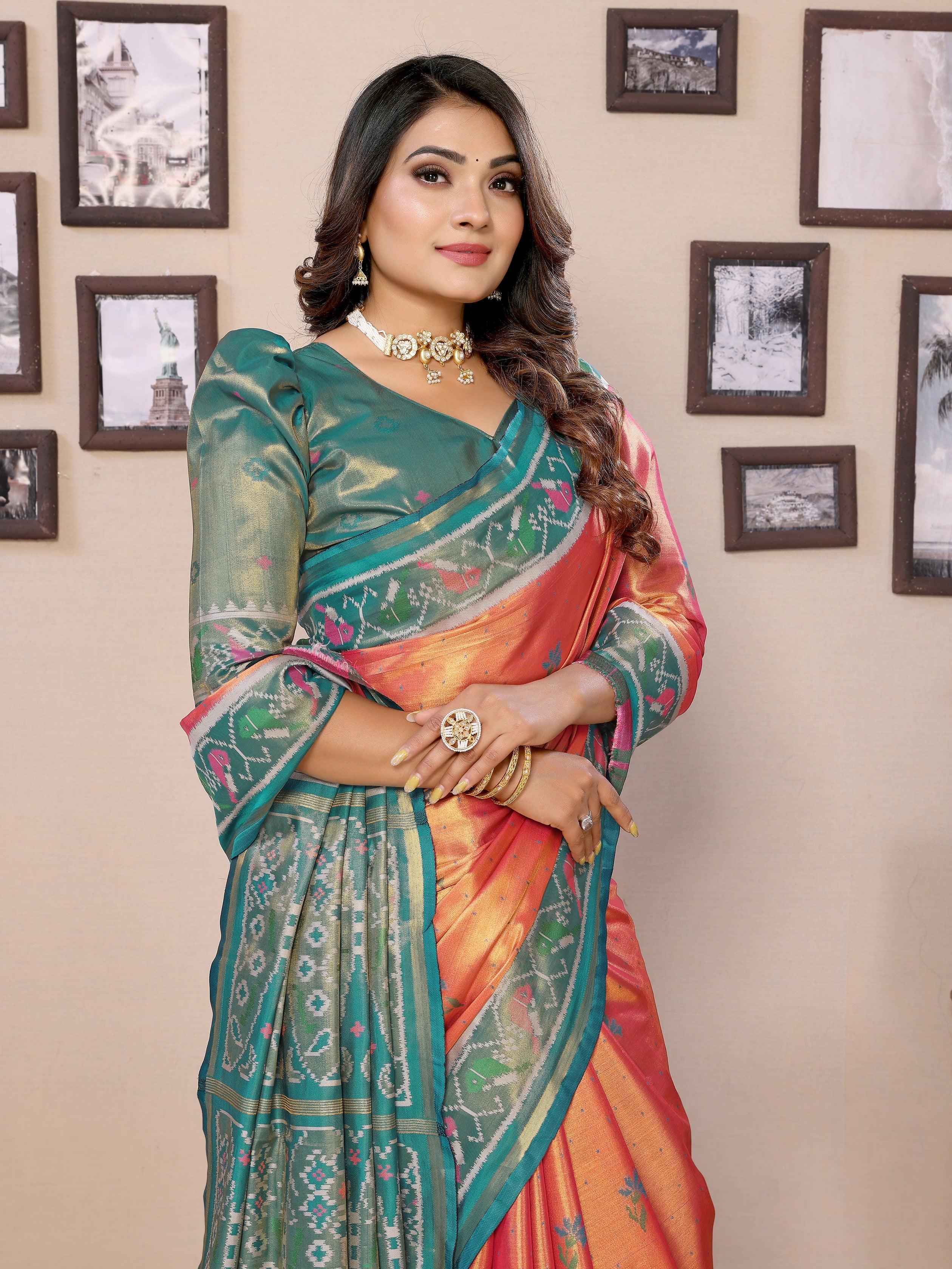 Red Banarasi Tissue Silk Woven Patola Designer Ethnic Indian Saree
