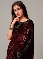 Red Beautiful Bollywood Style Ceremonial Georgette Saree