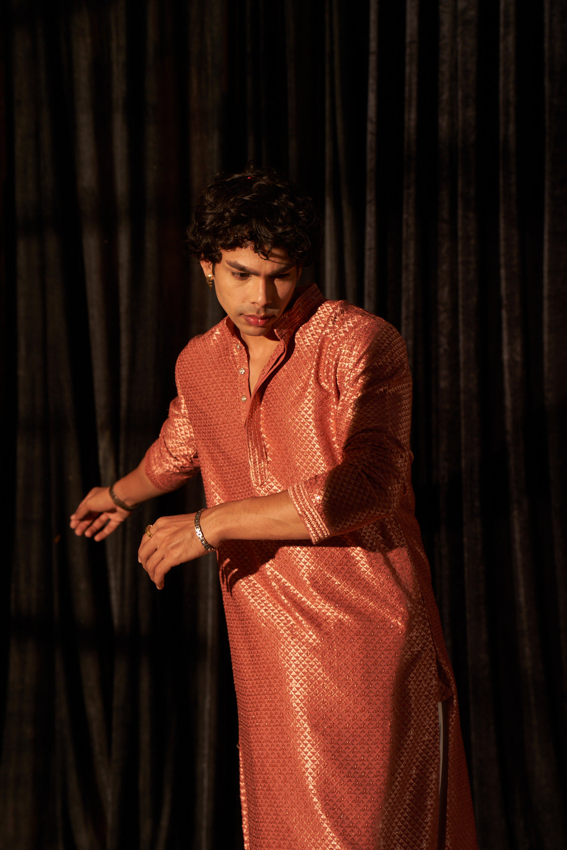 Red Color Viscose Kurta Payjama Featuring Chikankari Work – Ideal for Ceremonial Wear