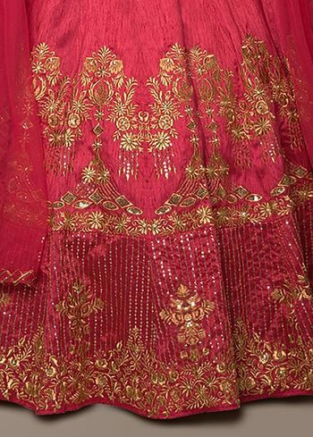 Red Embroidery Silk Party Wear Lehenga Choli