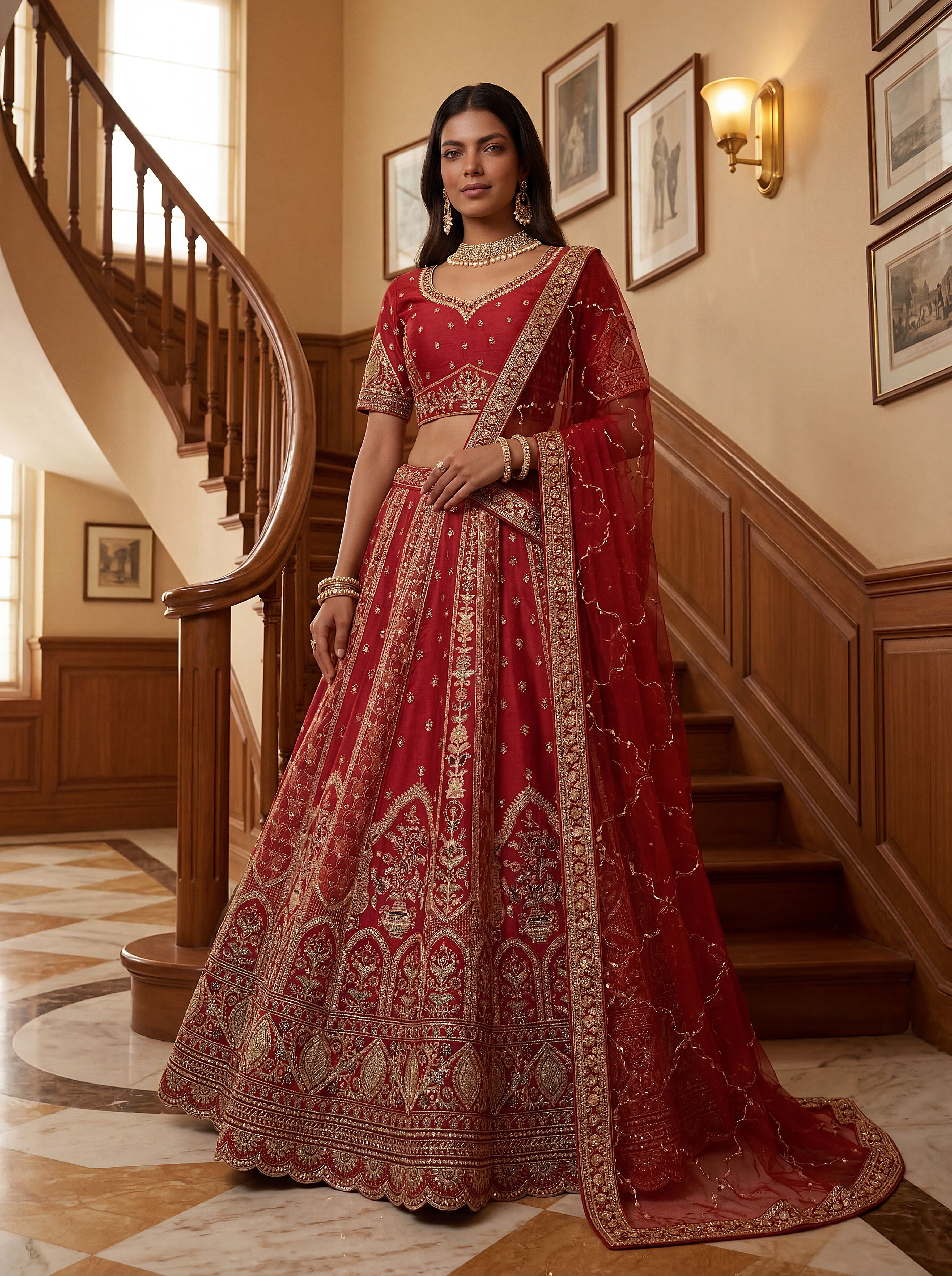 Red Gadhwal Silk Lehenga Choli With Hand Work With Sequins Heavy Embroidery Work