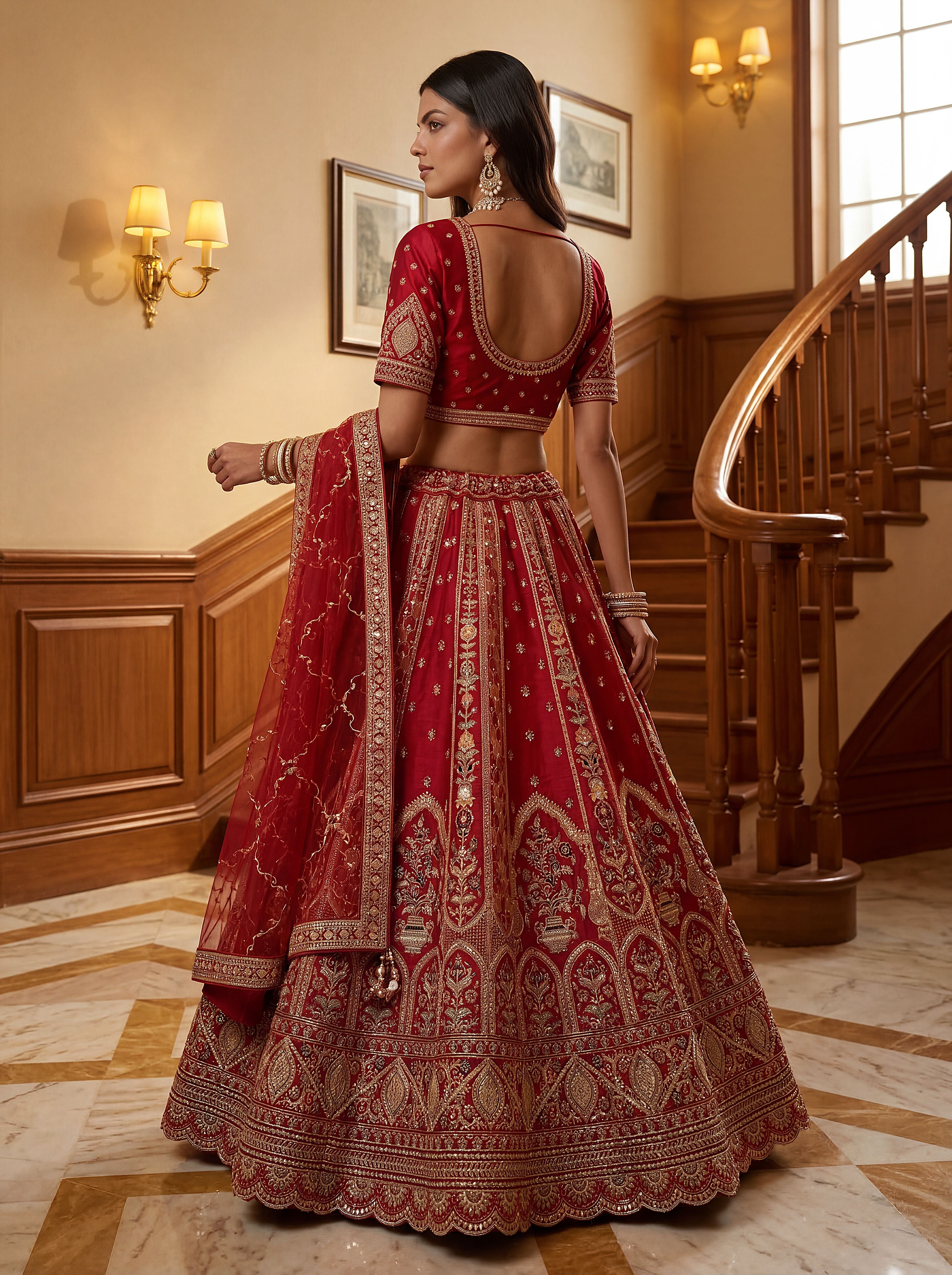 Red Gadhwal Silk Lehenga Choli With Hand Work With Sequins Heavy Embroidery Work