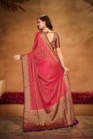 Red Georgette Woven Designer Saree