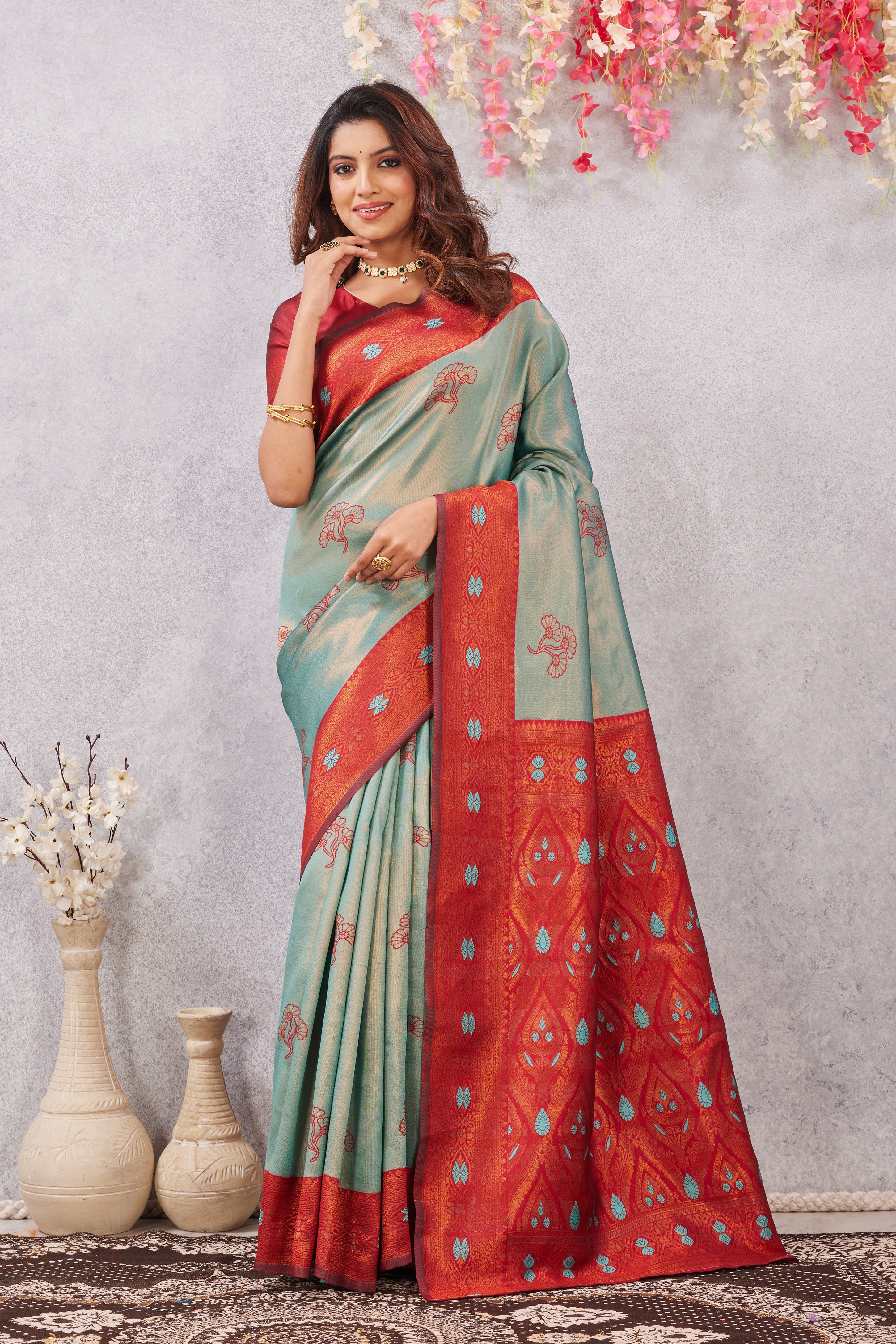 Red Rama Banarasi Silk Saree with Rich Pallu & Elegant Jacquard Jari Work