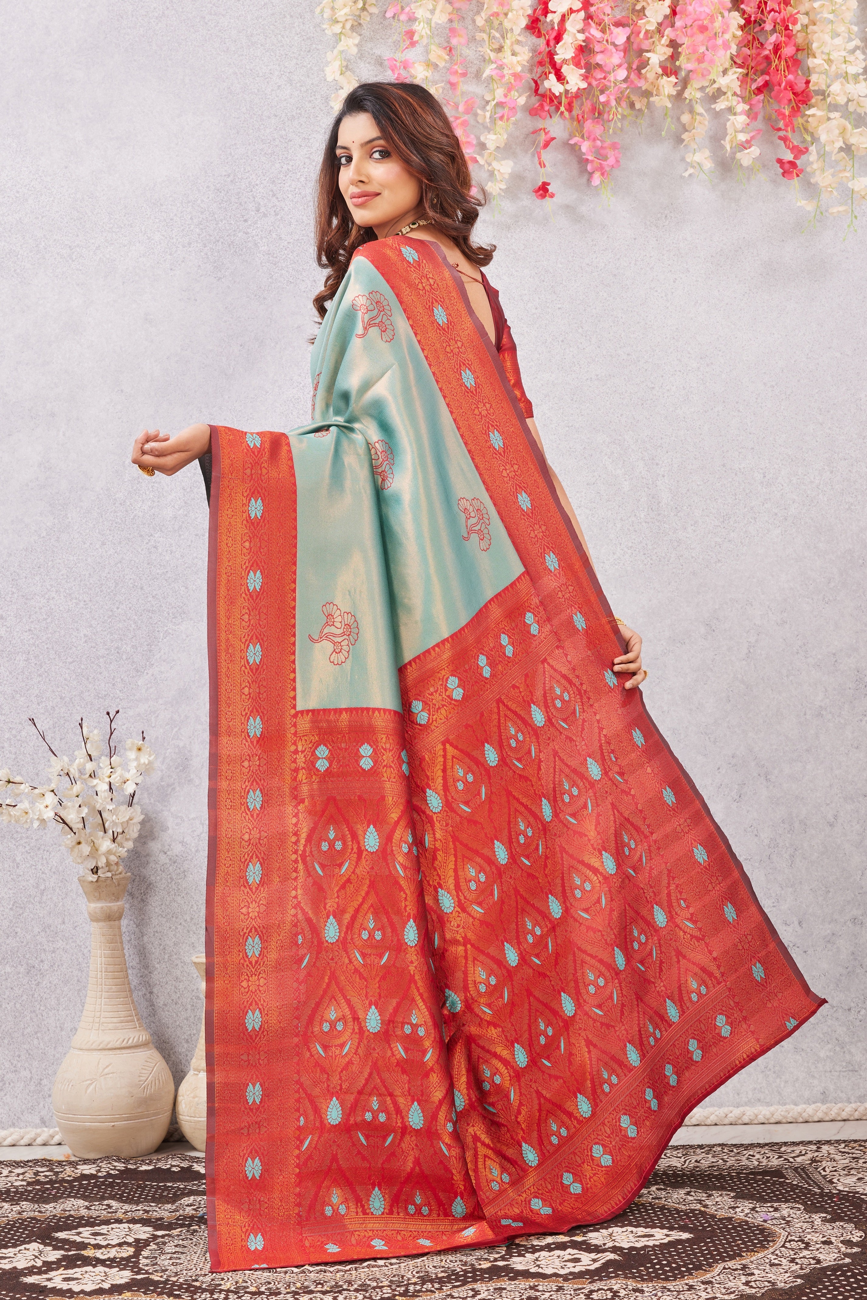 Red Rama Banarasi Silk Saree with Rich Pallu & Elegant Jacquard Jari Work
