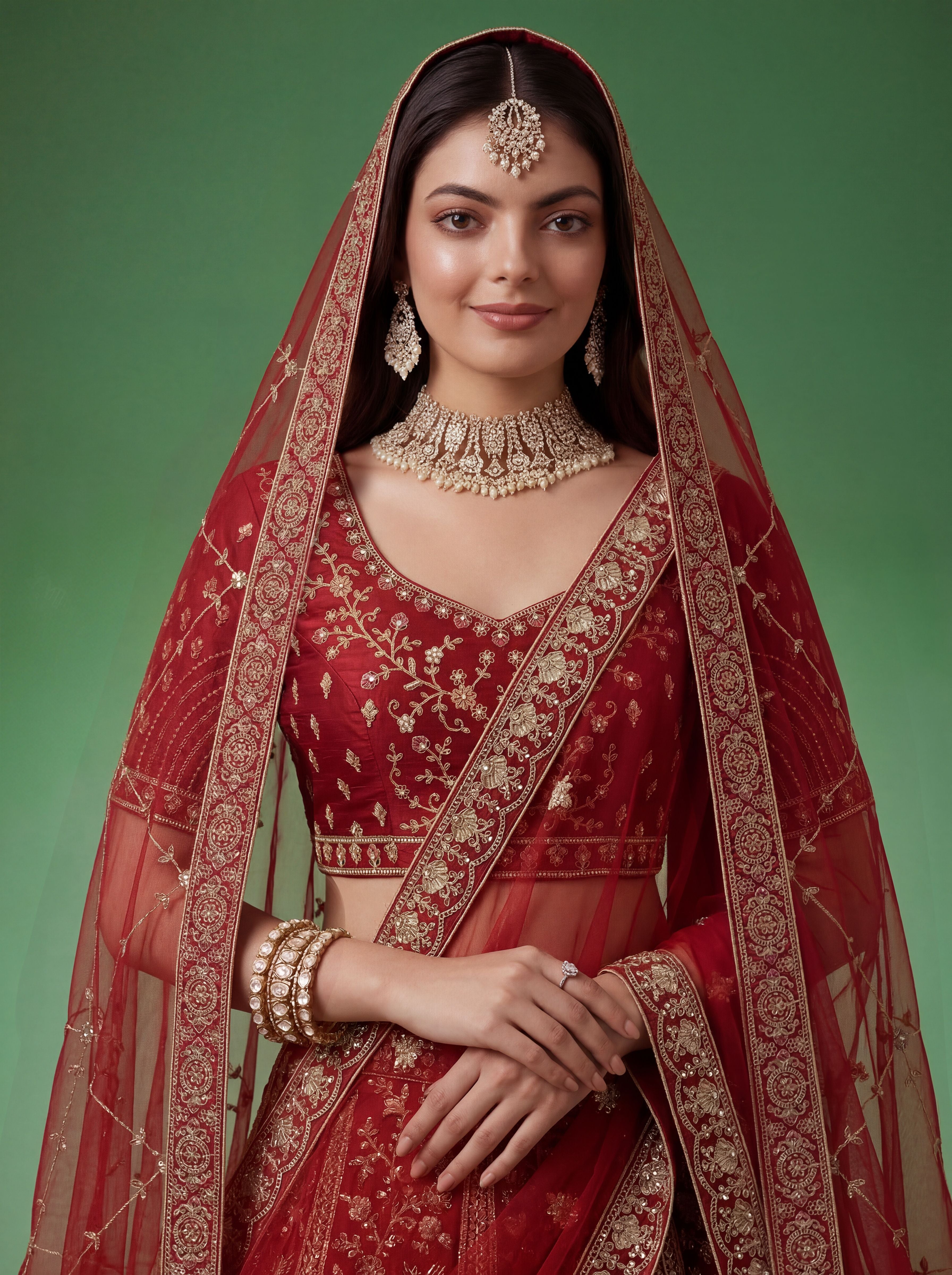 Red Silk Lehenga Choli With Fancy Embroidered, Dori Embroidered, Multi Thread work, Sequinned With Diamond studded