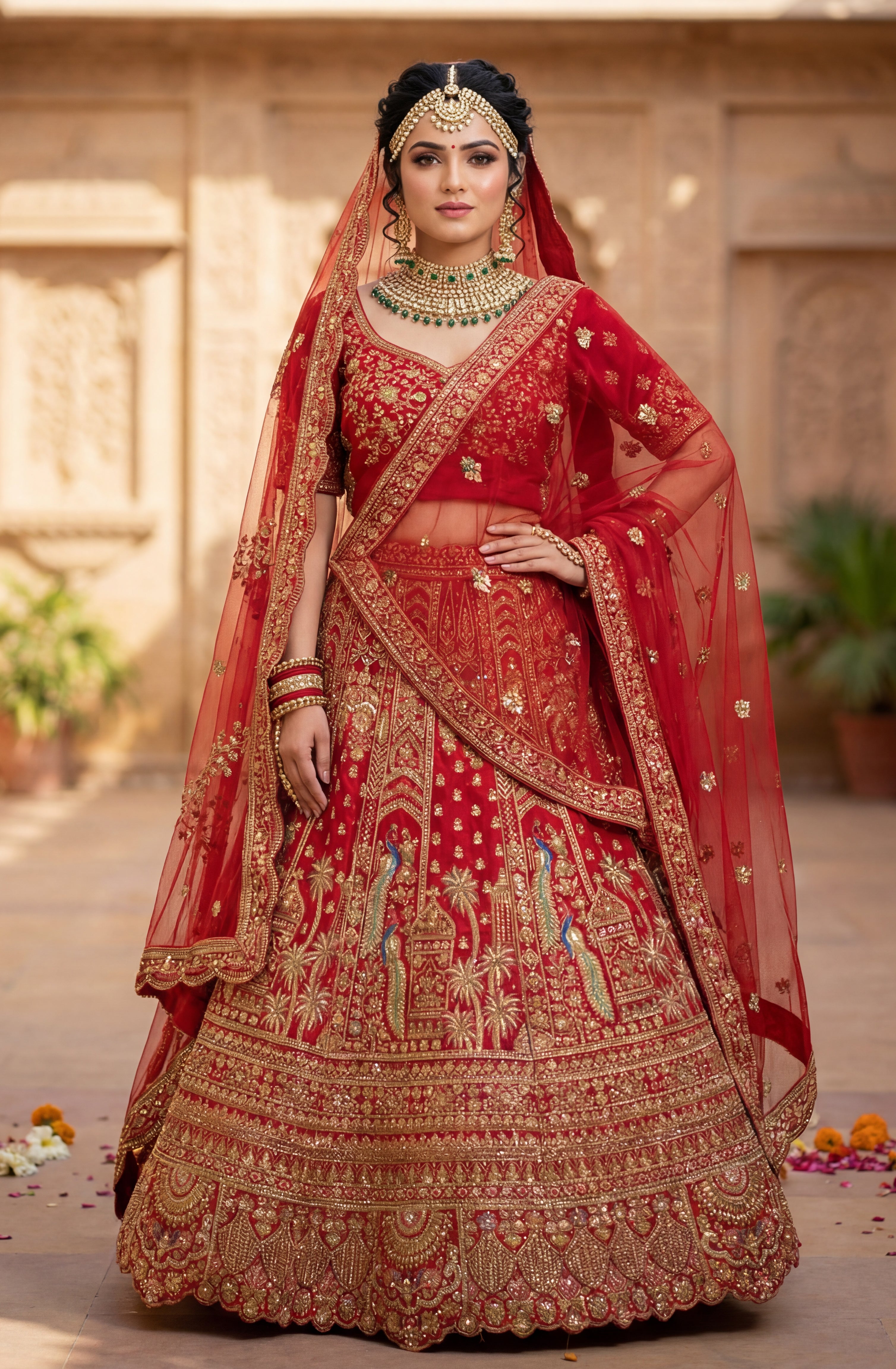Red Silk Lehenga Choli With Heavy Embroidery With Sequins Work