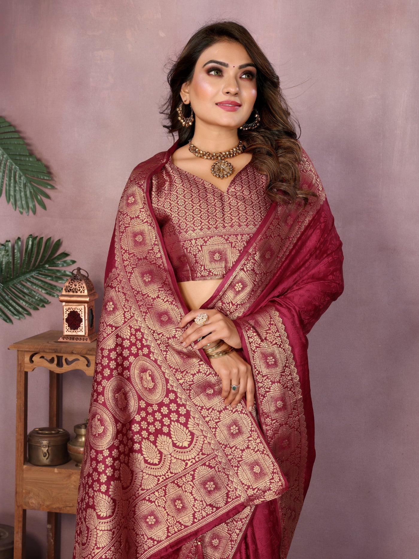 Red Soft Satin Silk Saree With Premium Zari Weaving