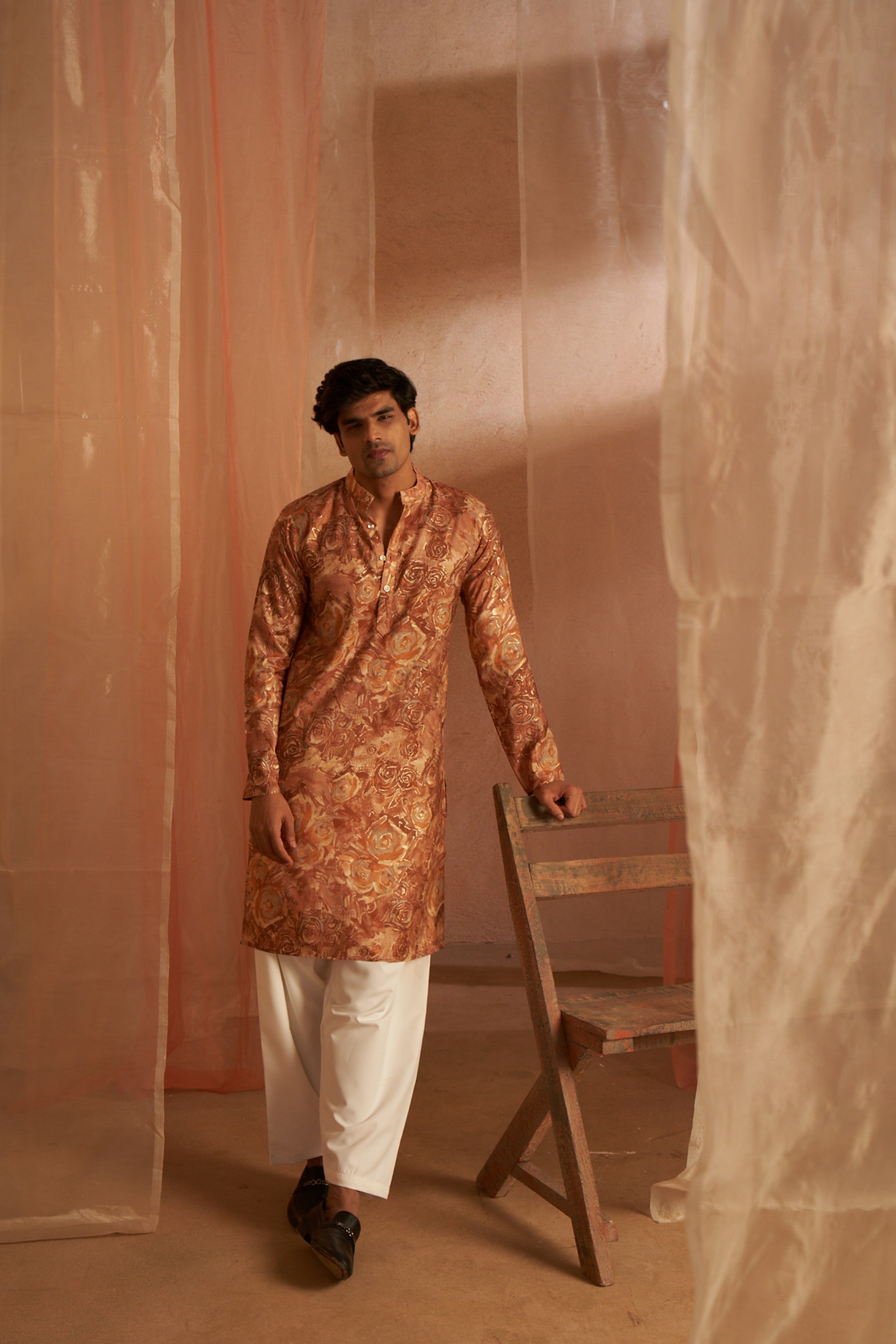 Rich Looks Brown Kurta Payjama with Designer Print – Stylish Ethnicwear