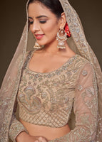 Royal Beige Lehenga Choli With Thread, Zari, Badla And Glitter Dori Embroidery Work