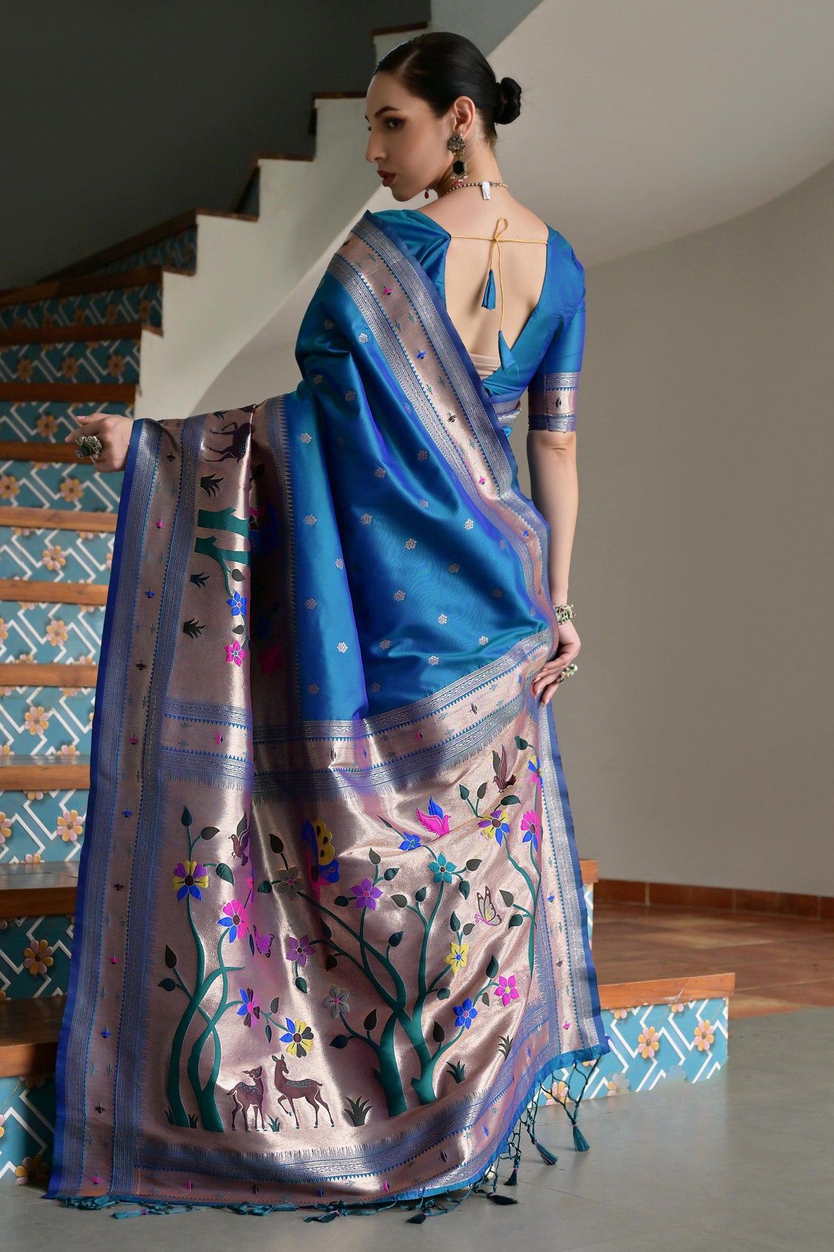 Royal Blue Banarasi Silk Saree with Rich Paithani Weaving