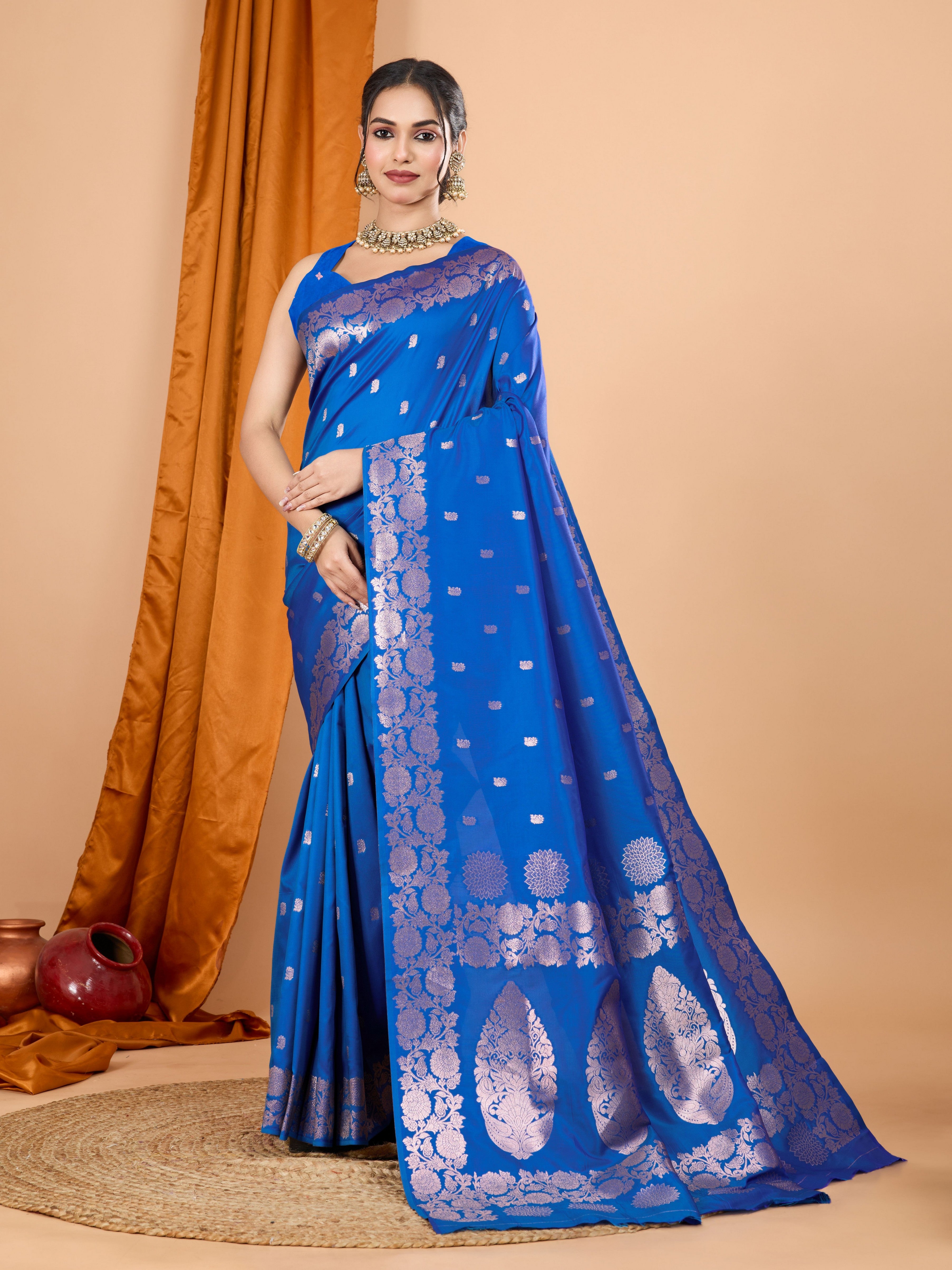 Royal Blue Rich Woven Jari Designer Banarasi Silk Saree