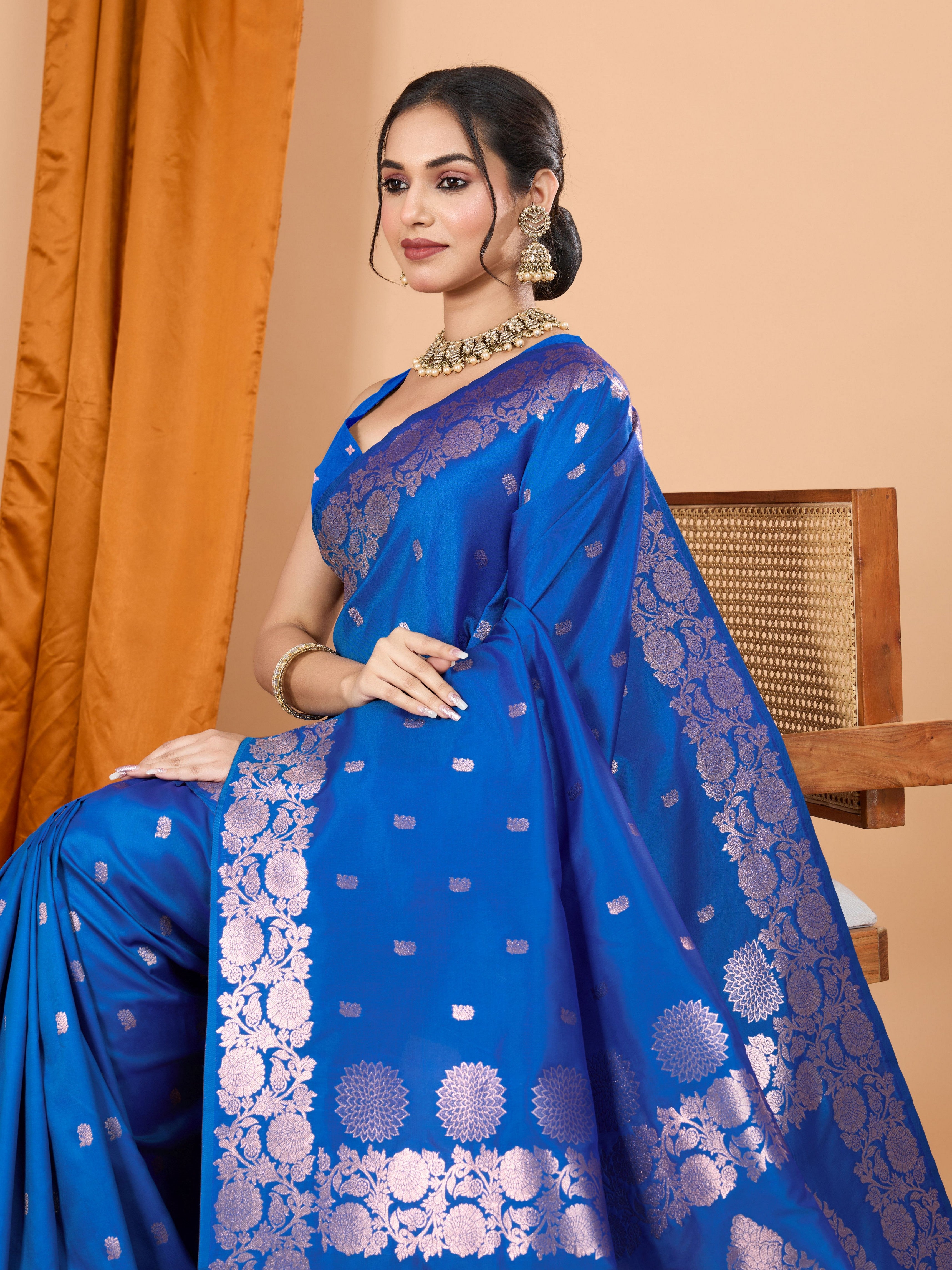 Royal Blue Rich Woven Jari Designer Banarasi Silk Saree