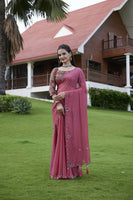 Rust Beautiful Designer Girlie Trendy Saree