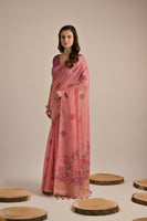 Rust Beautiful Girly Looks Multy Floral Weaving Designer Muga Cotton Saree