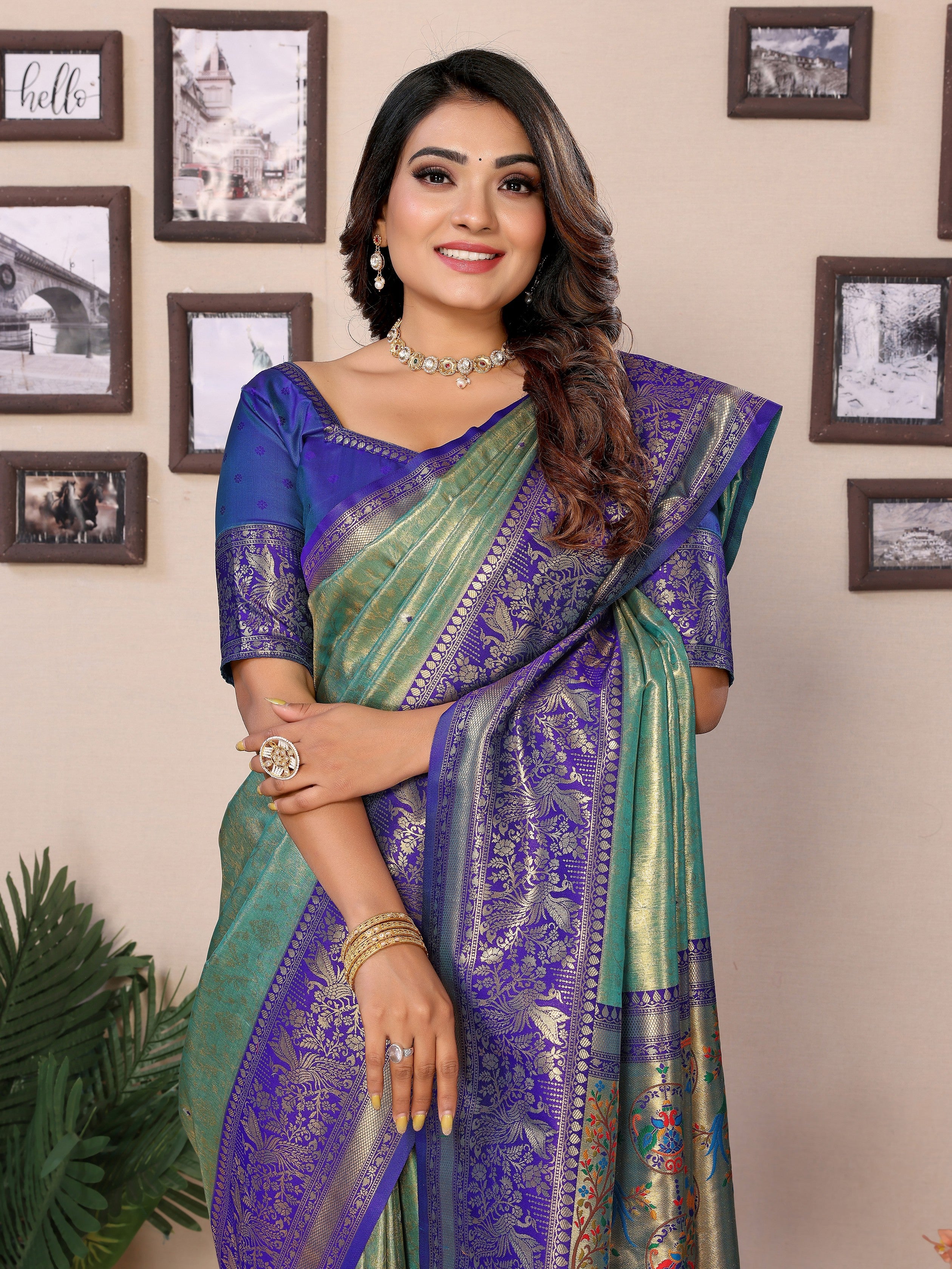 Sea Green Banarasi Tissue Silk Heavy Woven Jari Designer Ceremonial Saree