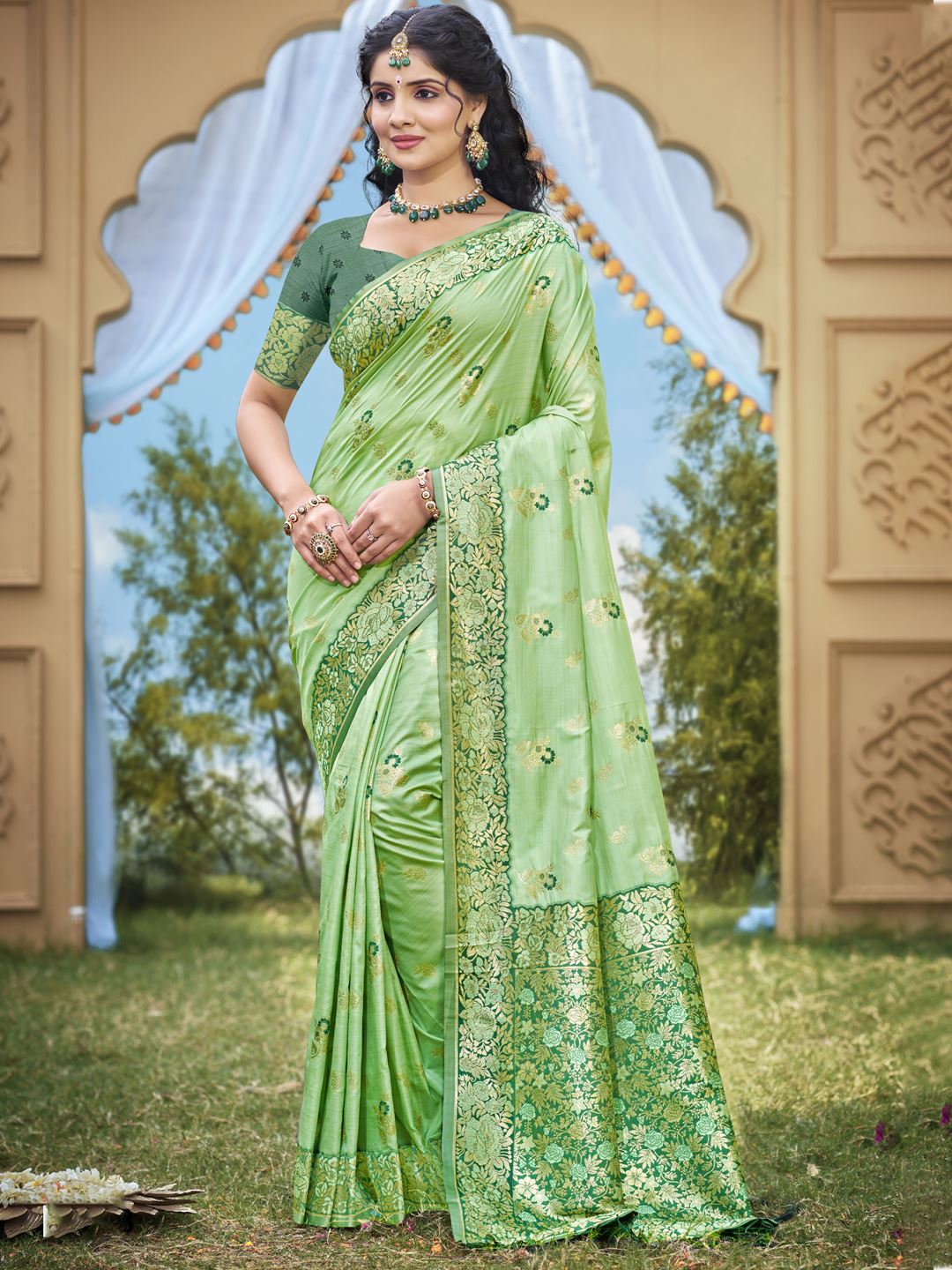 Sea Green Color Classic Banarasi Silk Saree