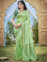 Sea Green Color Classic Banarasi Silk Saree