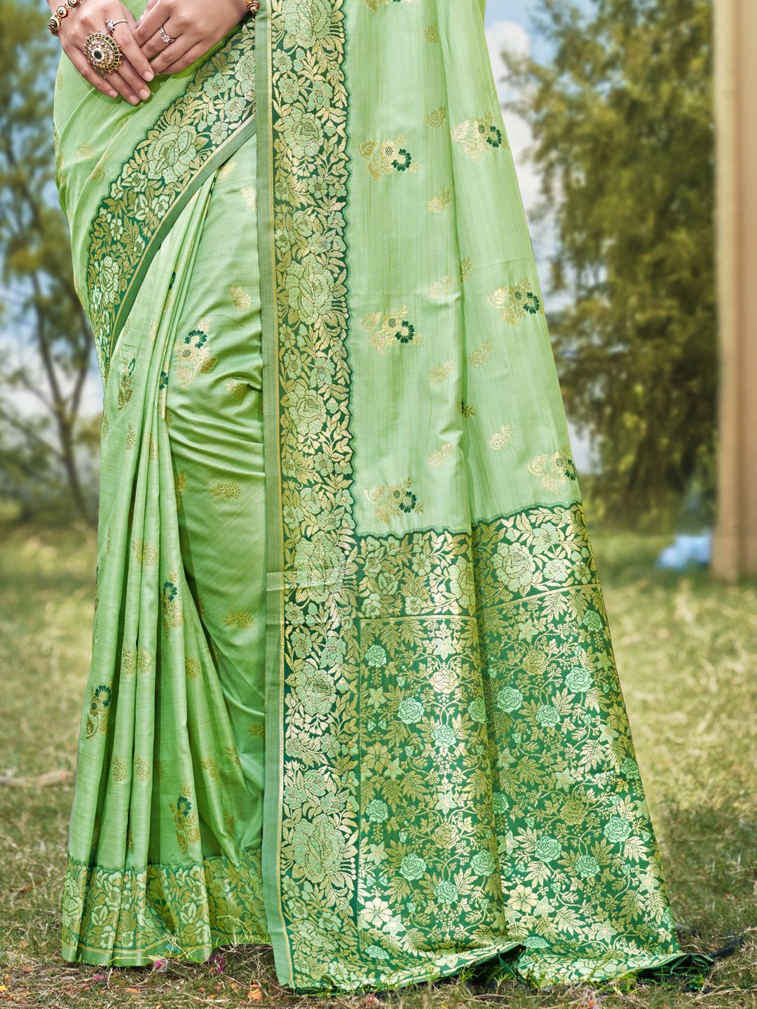 Sea Green Color Classic Banarasi Silk Saree