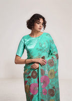 Sea Green Georgette Bollywood Style Sequins Embroidery Work Saree