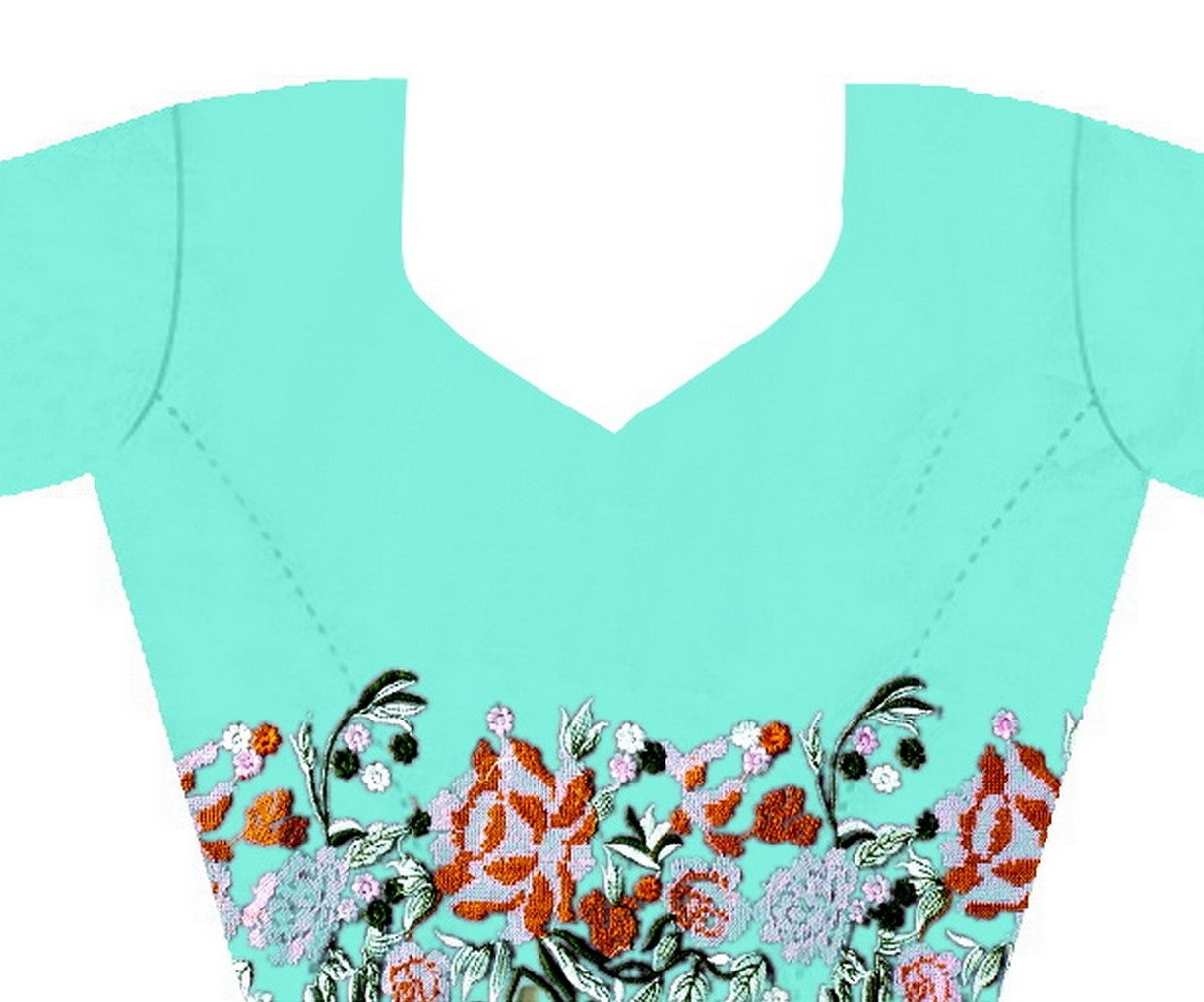 Sea Green Glossy Silk Cross Stich Embroidery Cut Work Adorable Partywear Girlie Saree