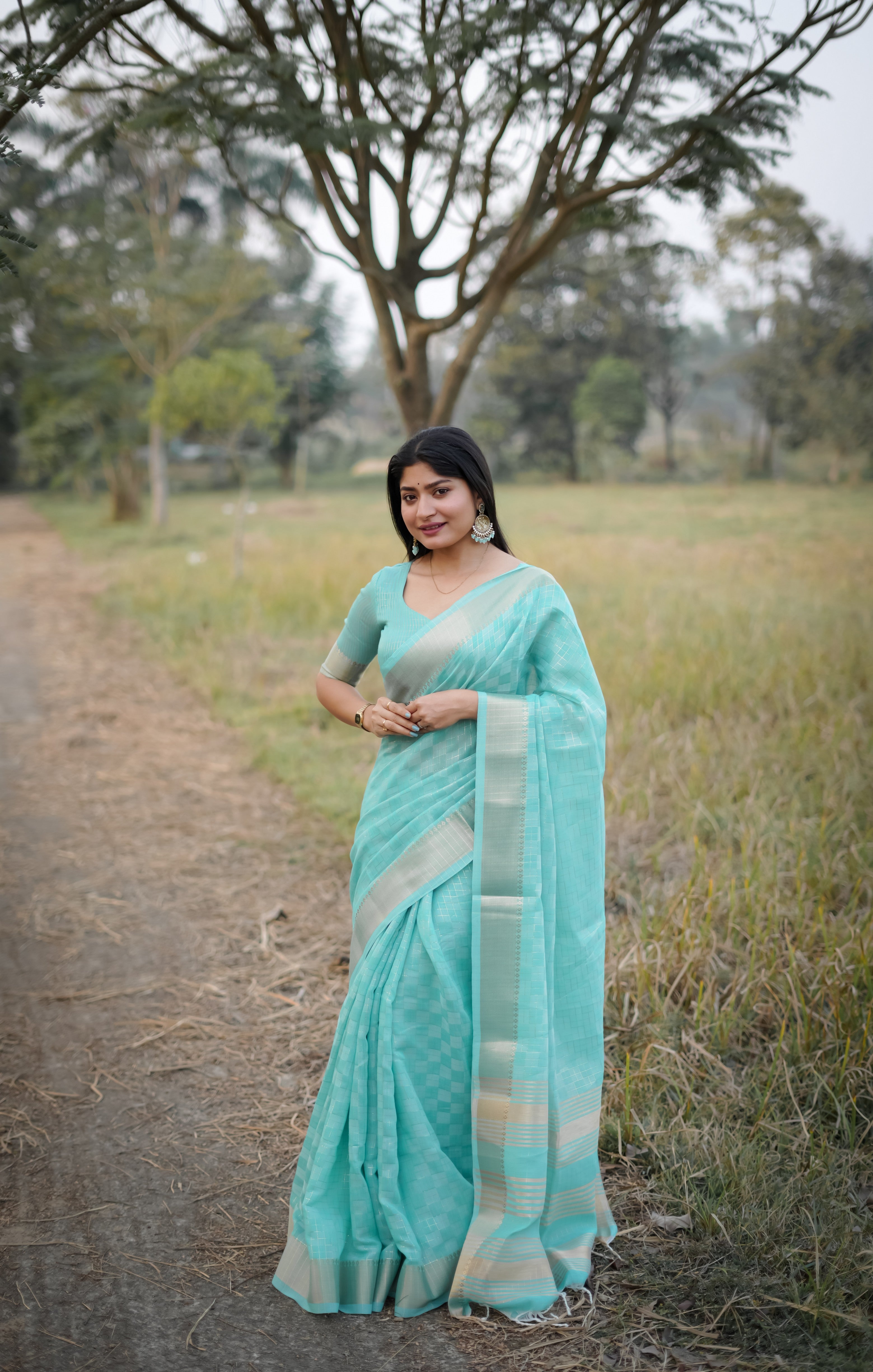 Sea Green Kalyani Silk Zari Woven Saree