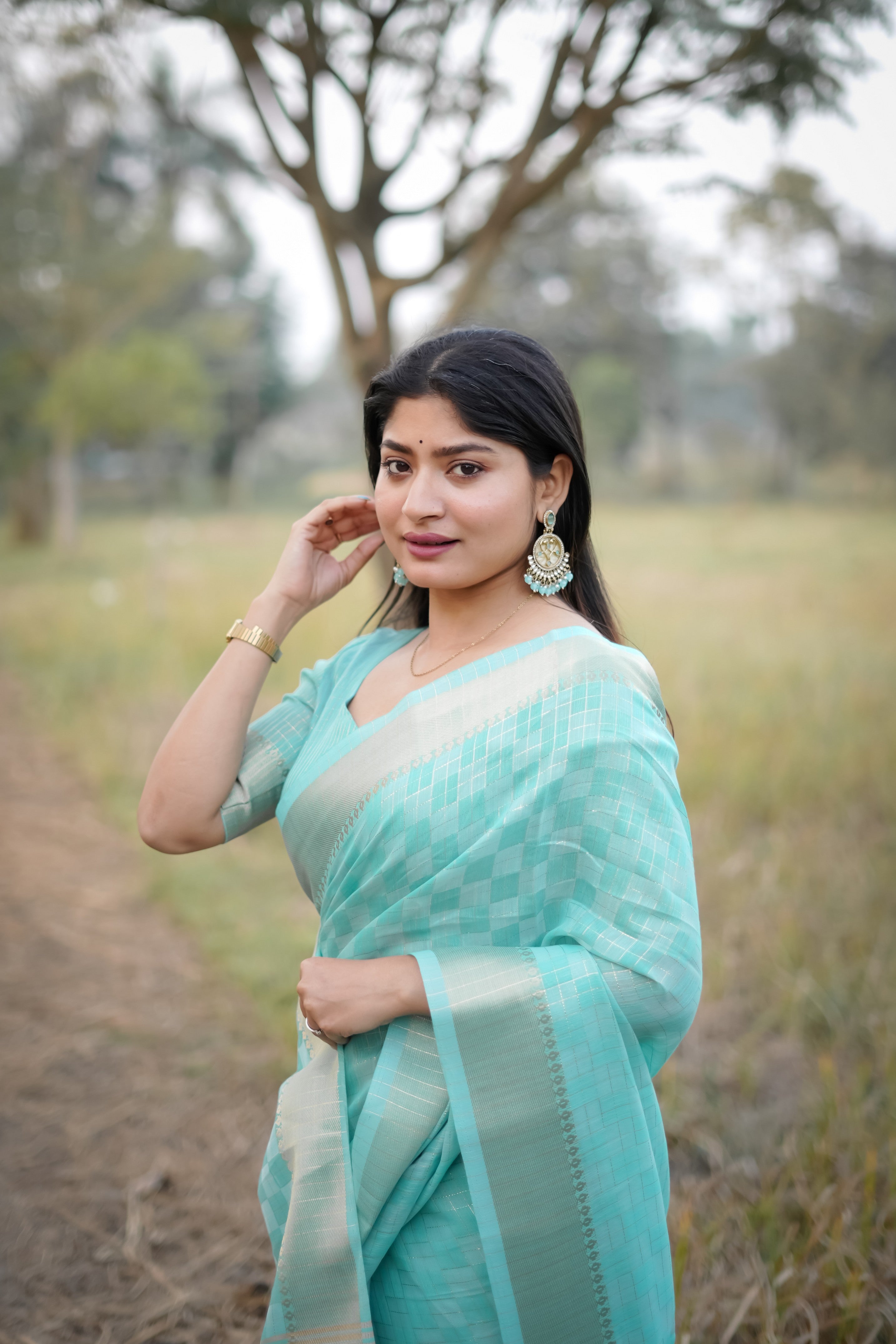 Sea Green Kalyani Silk Zari Woven Saree