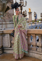 Sea Green Organza Handloom Saree With  Woven Work