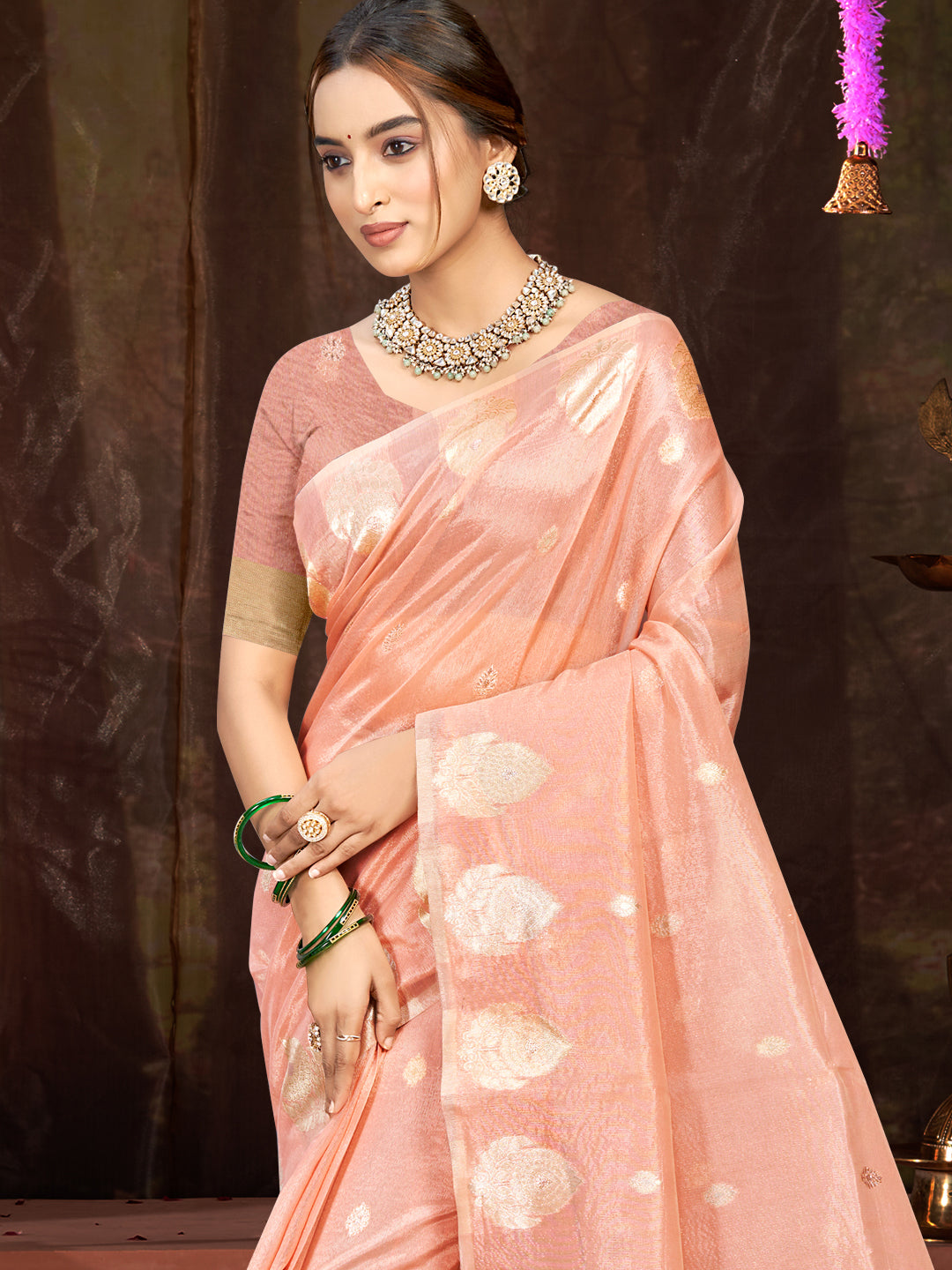 Serene Golden Munga kota Festival Saree for Women