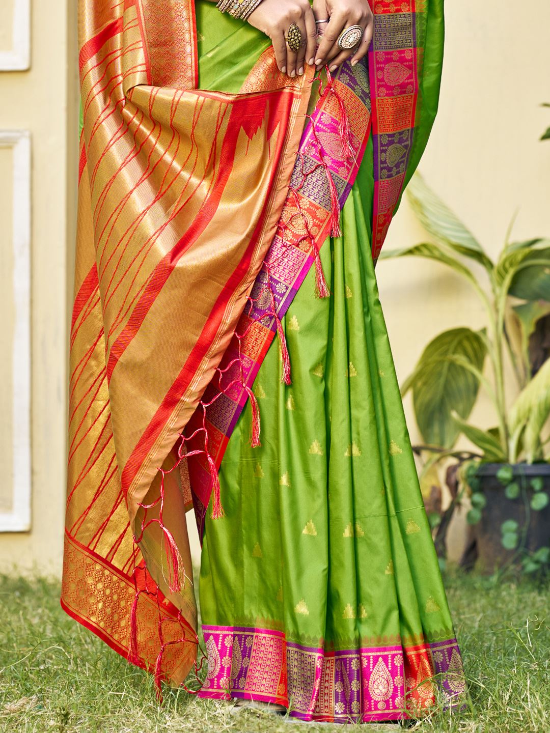 Serene Green Blossom Soft Silk Saree