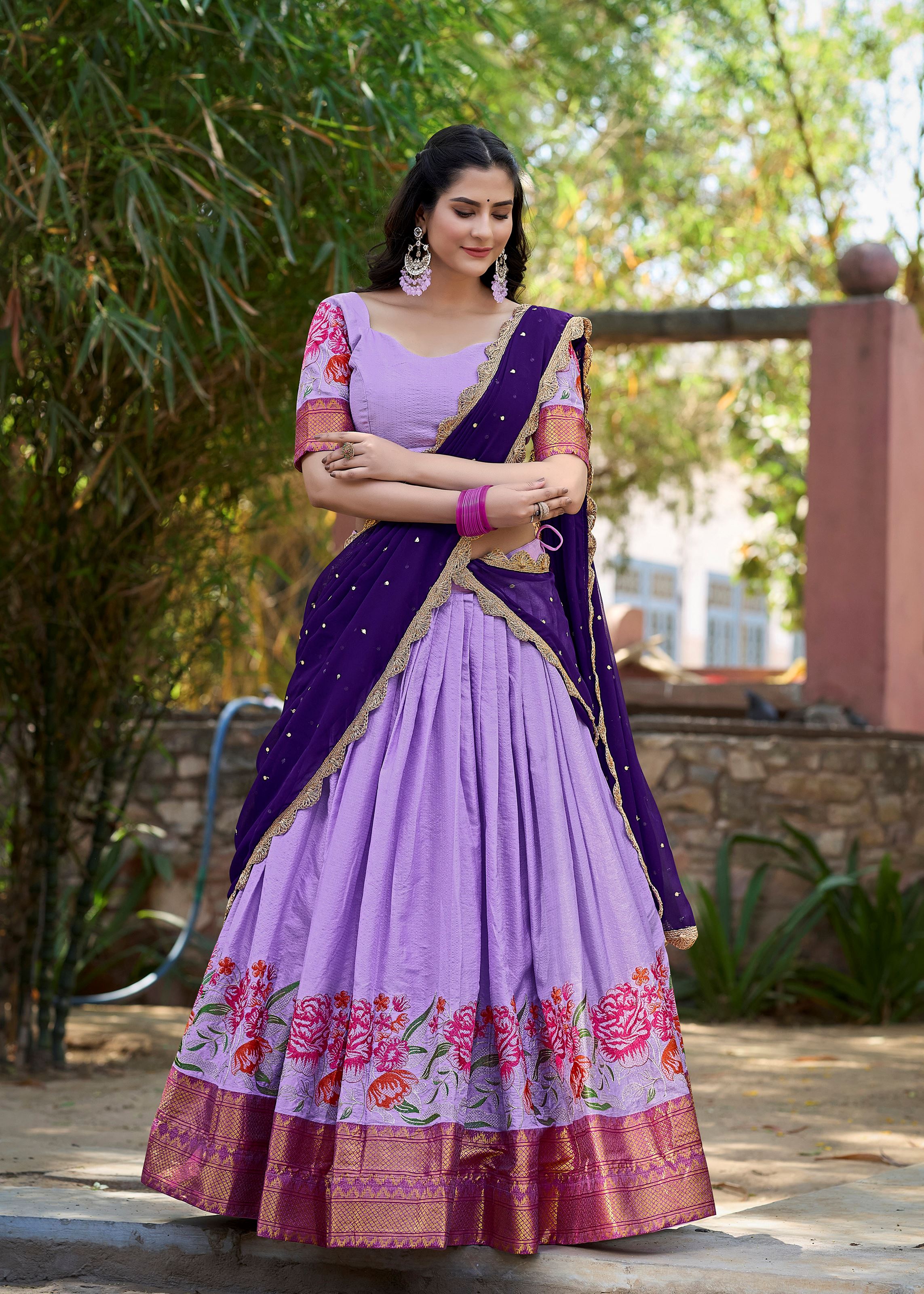 Shine Bold in Luvender  Gold Crush Lehenga with Sequin & Thread Detailing