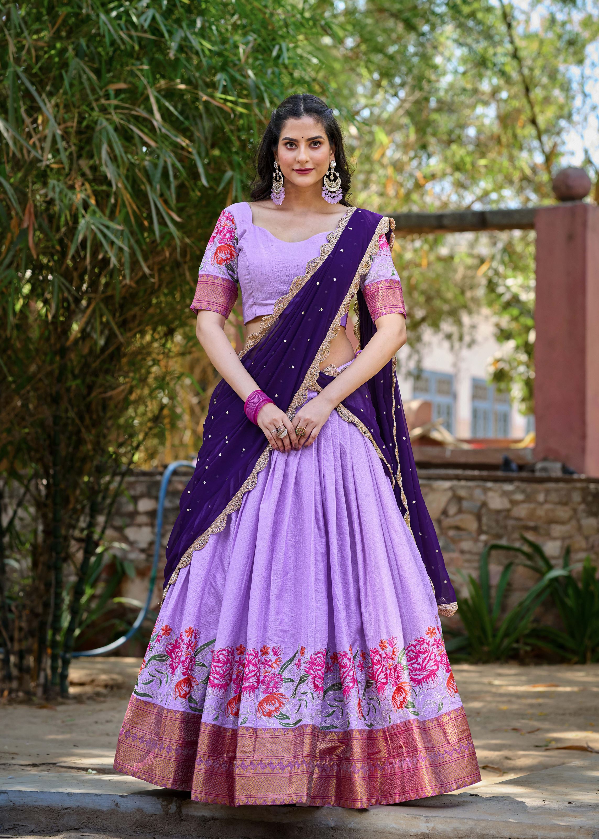 Shine Bold in Luvender  Gold Crush Lehenga with Sequin & Thread Detailing