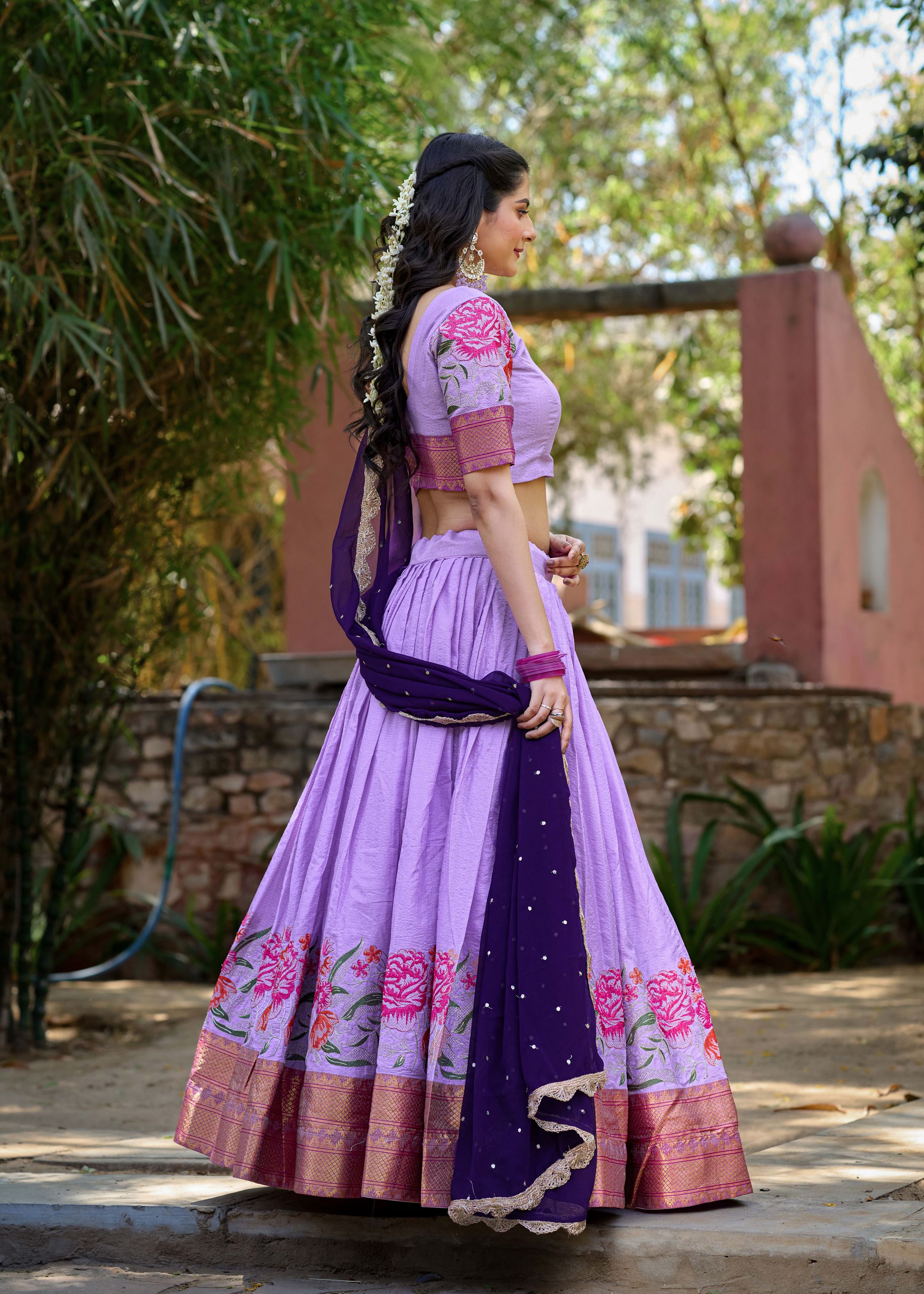 Shine Bold in Luvender  Gold Crush Lehenga with Sequin & Thread Detailing