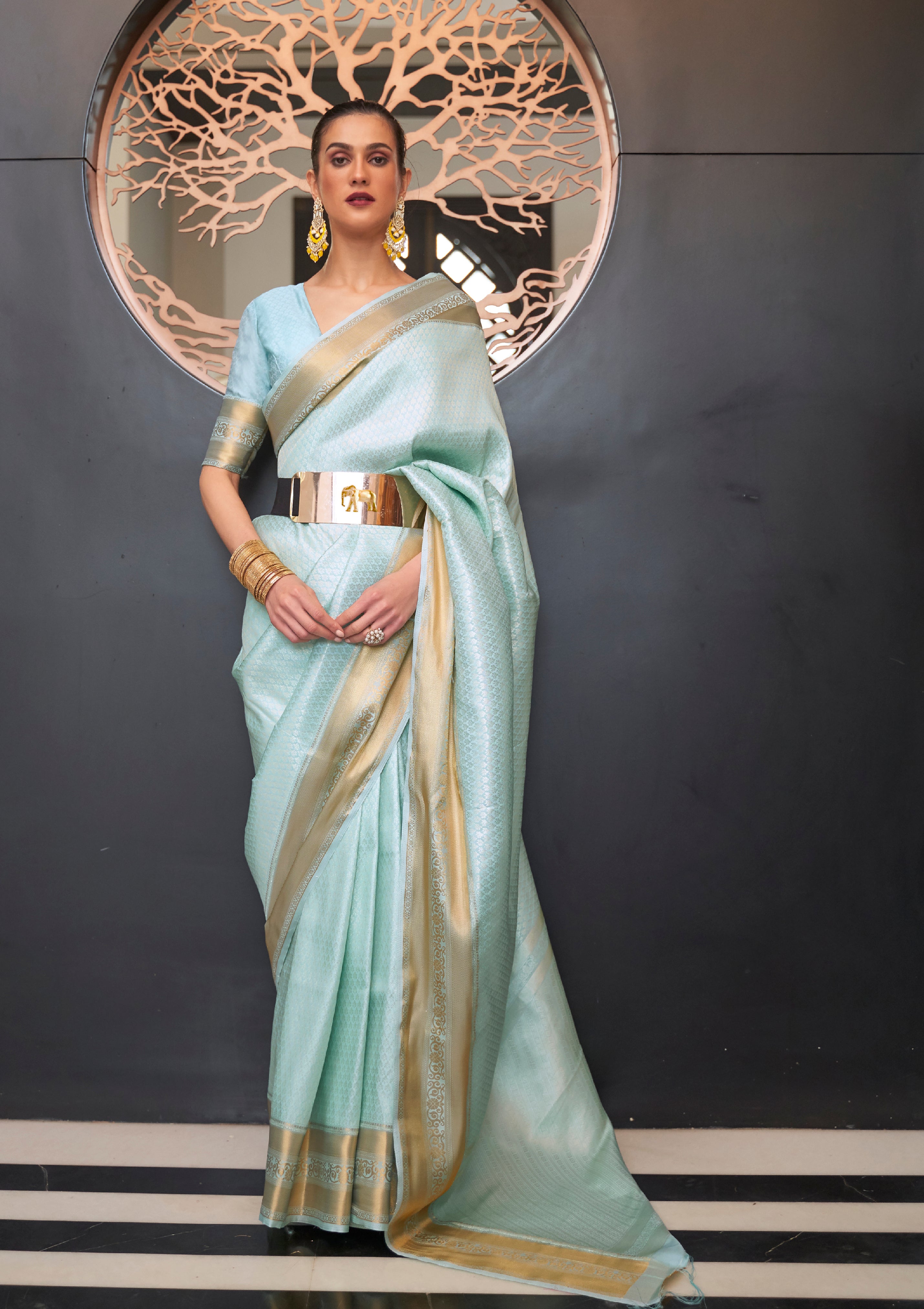 Sky Blue Handloom Silk Saree with  Woven Work