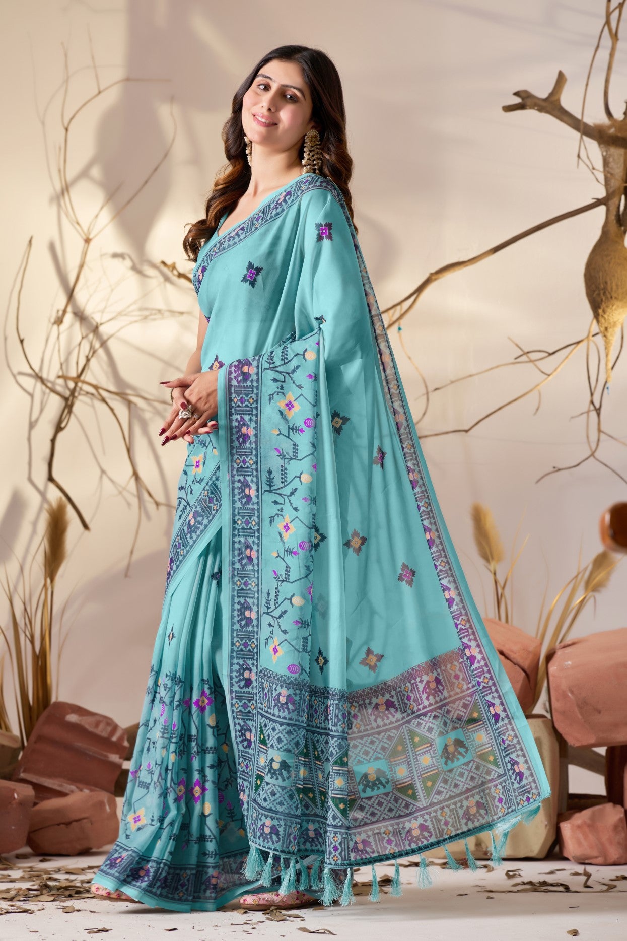 Sky Blue Soft Georgette Saree With Digital Printed Premium Classic Saree