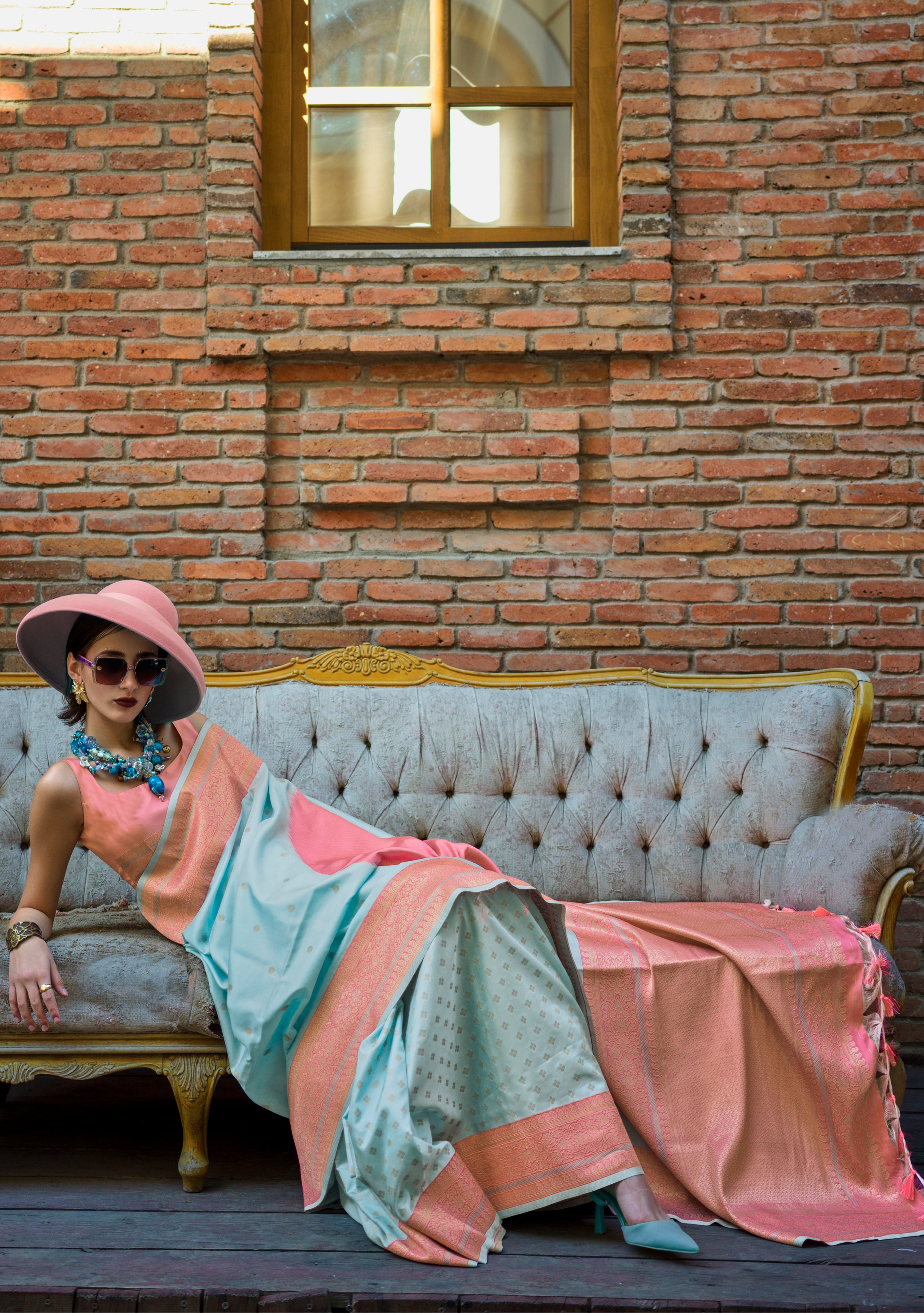 Sky Blue Soft Silk Saree with Jacquard Woven Work