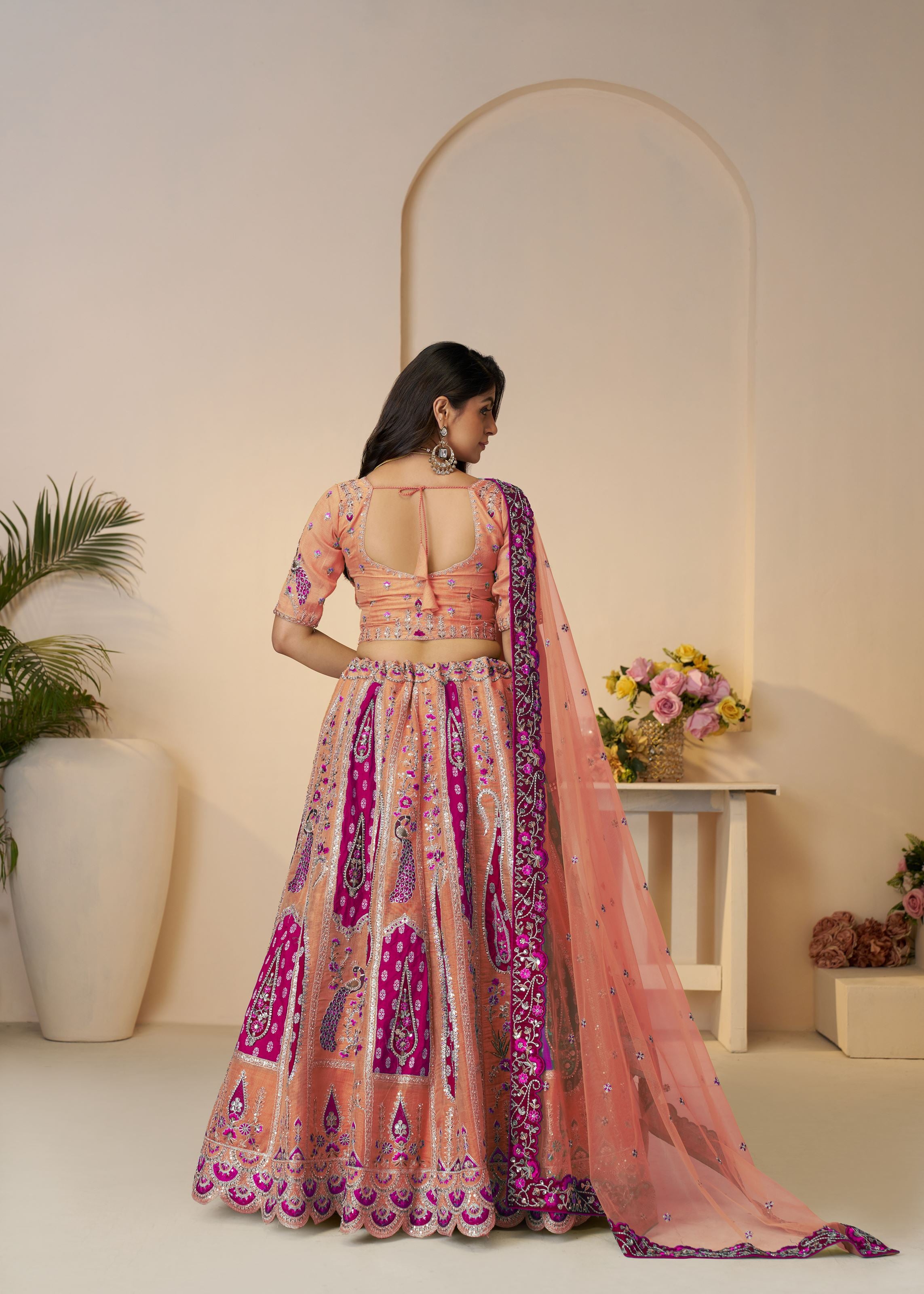 Sunrise Orange Beautiful Traditional Designer Elegant Embroidery