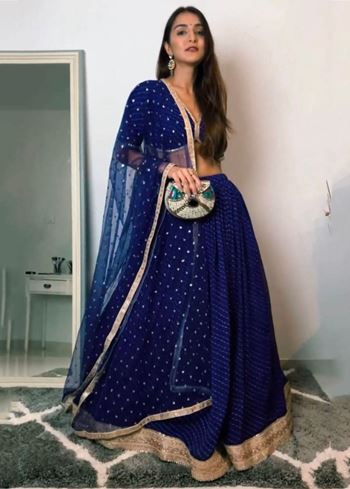 Sweet Blue Georgette Digital Print Lehenga Choli