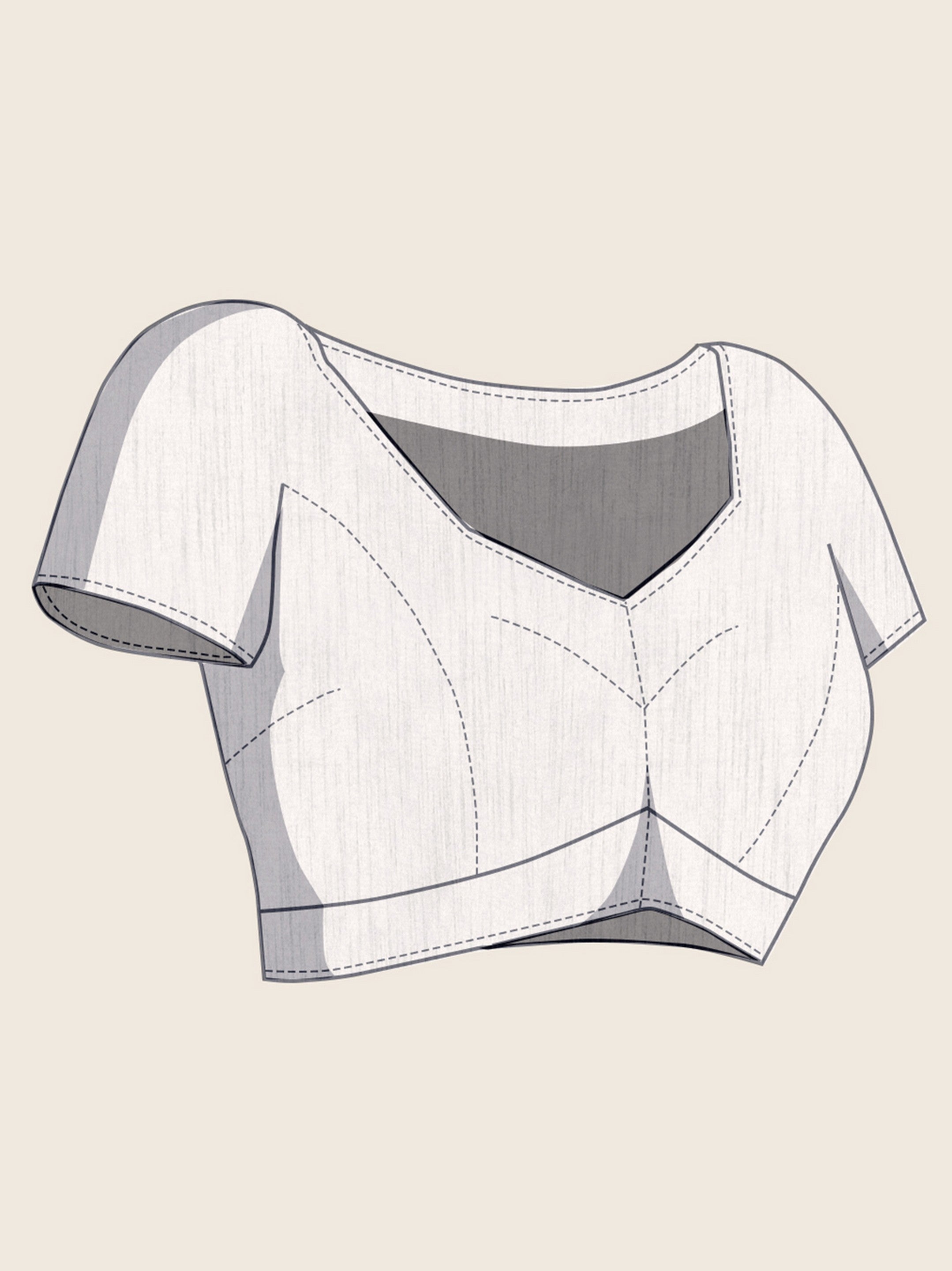 Table Printed Designer Hand Work Off White Blended Coton Saree